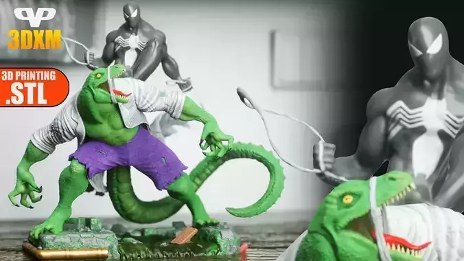 Lizard Vs Symbiote Spider-Man STL for 3D Printing 3DXM ChibiSTL