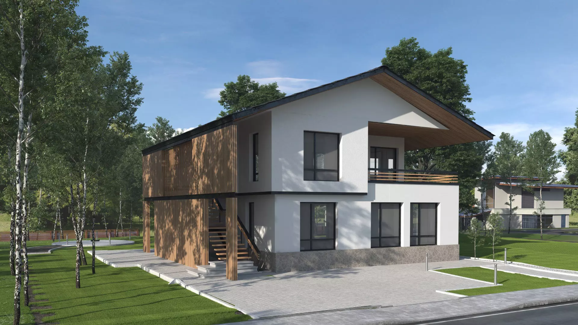 The contemporary modern house 3D model scene 3D model