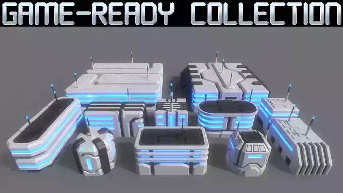 PBR Sci-Fi Building A 01-10 3D Model Collection