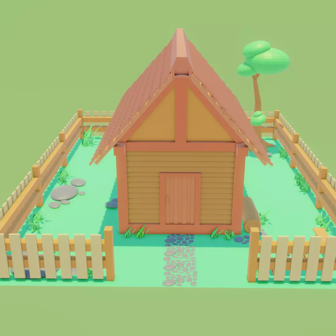 3D LOWPOLY WOODHOUSE Low-poly 3D model