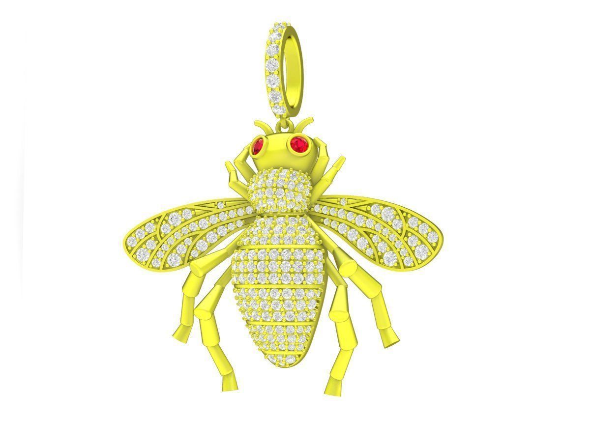 A6179 Luxury Diamond Queen Bee Pendant 3D print model_1