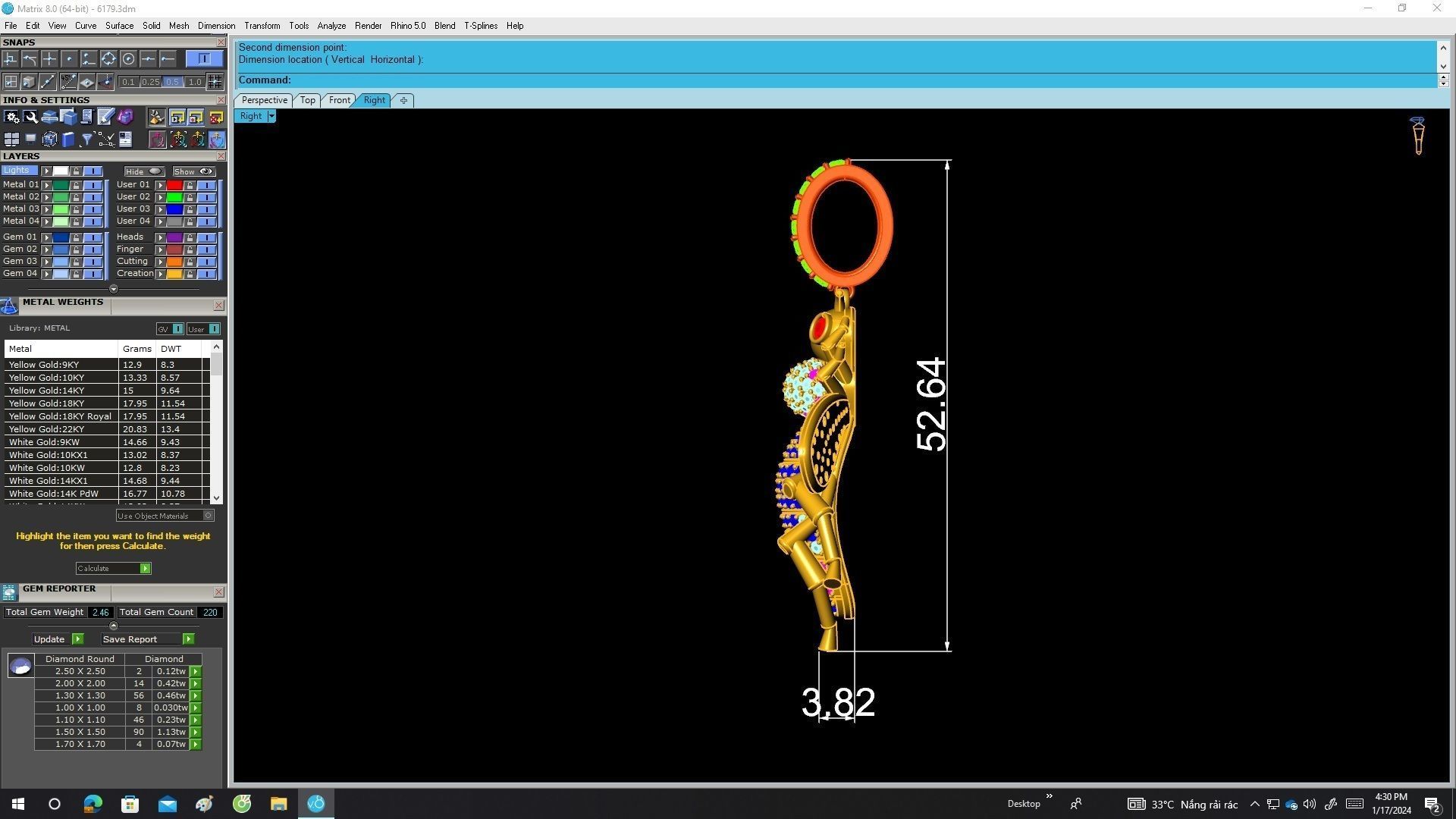 A6179 Luxury Diamond Queen Bee Pendant 3D print model_7