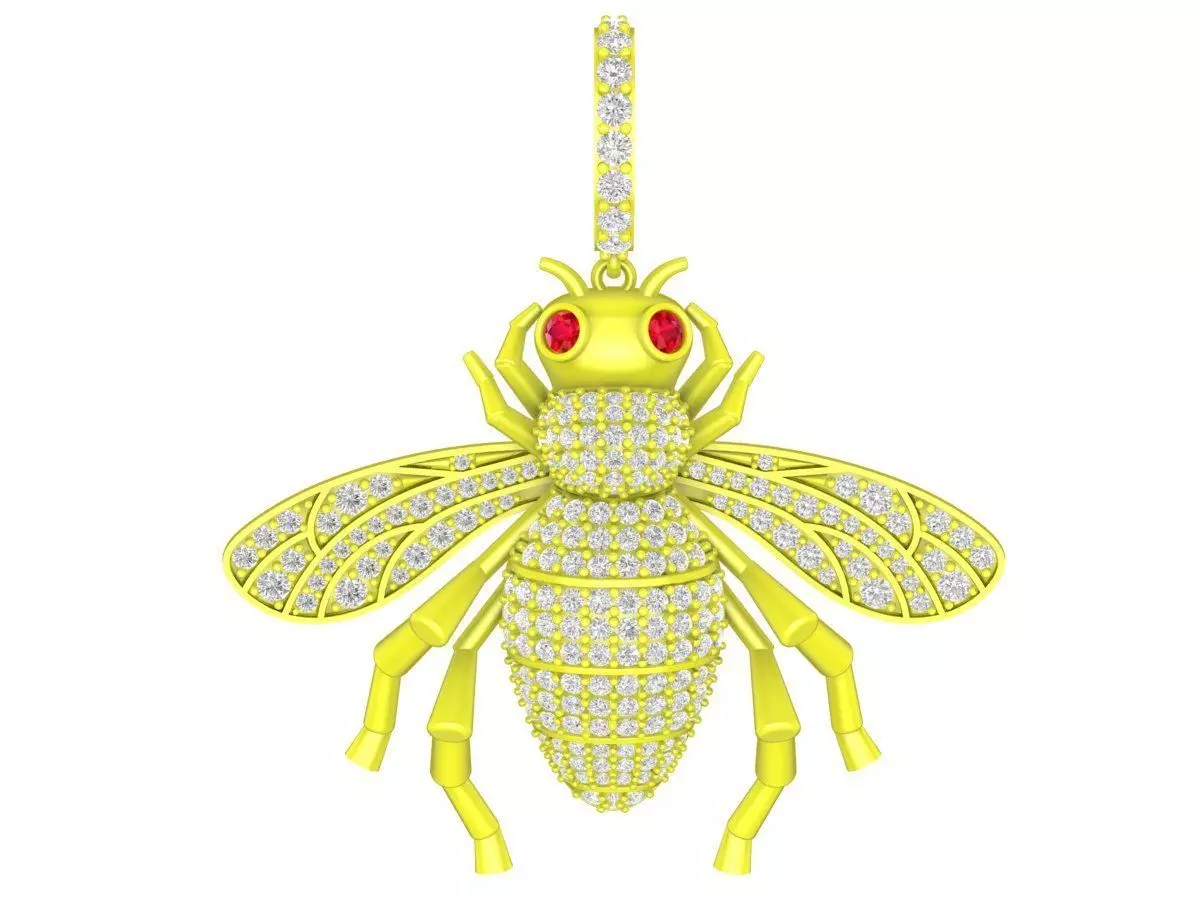 A6179 Luxury Diamond Queen Bee Pendant 3D print model_0