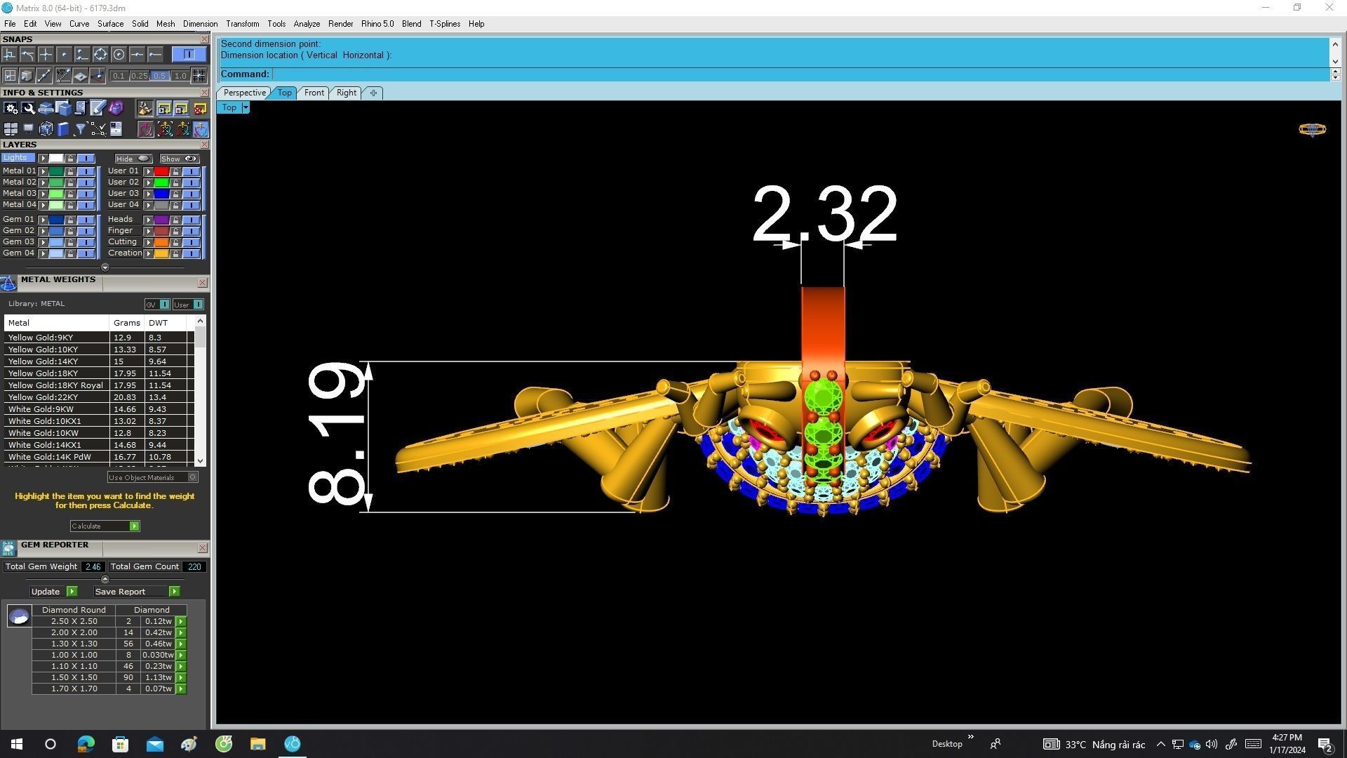 A6179 Luxury Diamond Queen Bee Pendant 3D print model_5