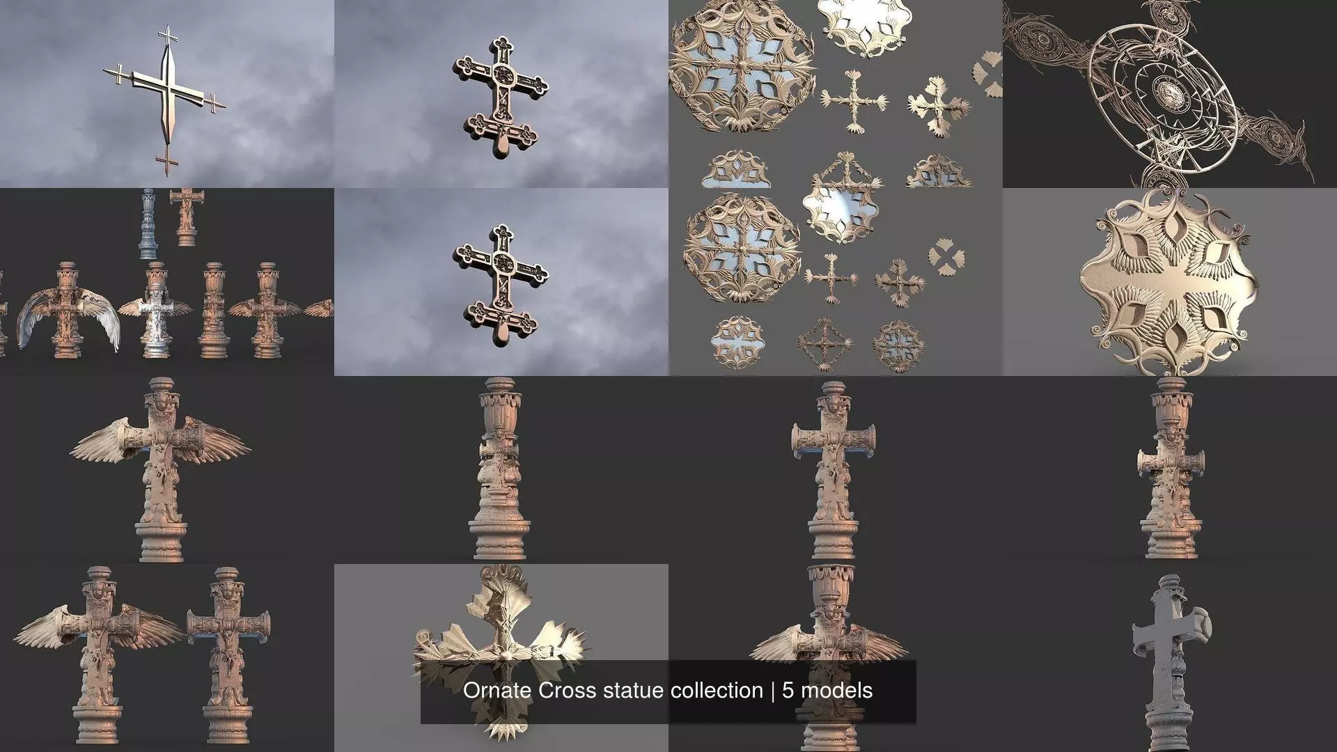 Ornate Cross statue collection _0