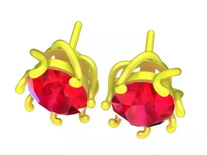 A6244 Diamond Oval Earrings 3D Model