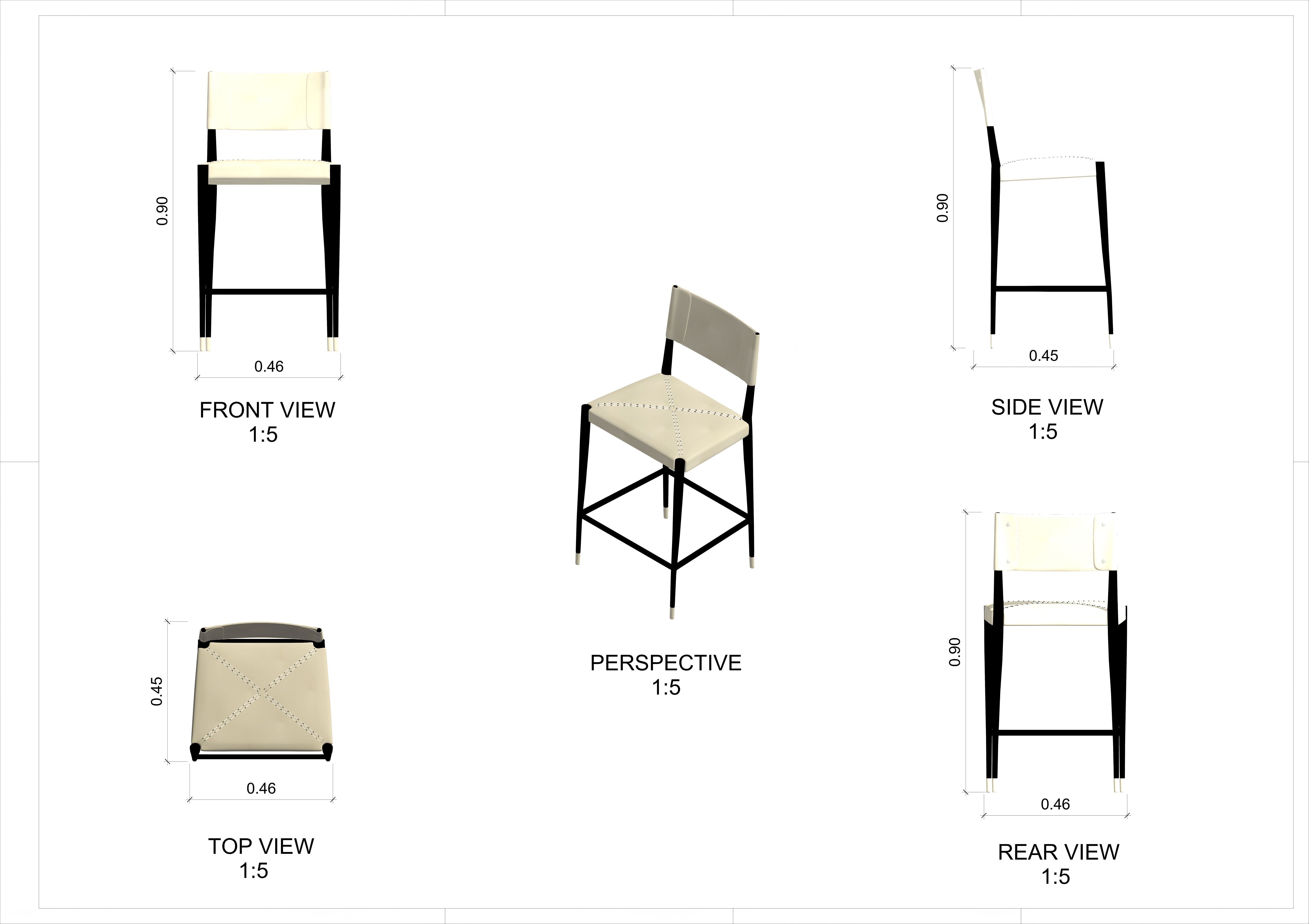 High and low stool Hara by Artefacto 3D model_5