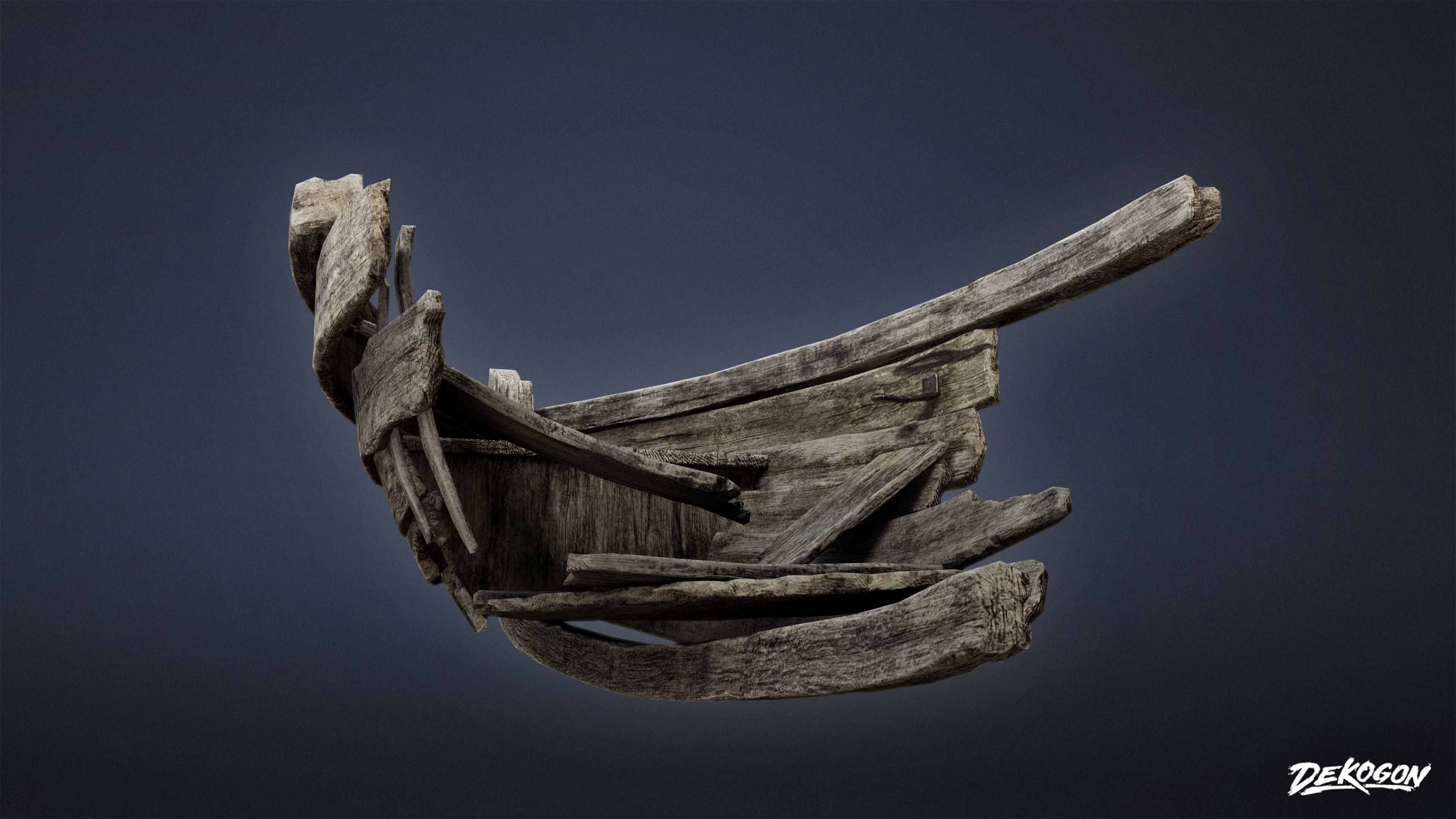 PIRATES - Boat Wreck 01 - LOW POLY Low-poly 3D model_10