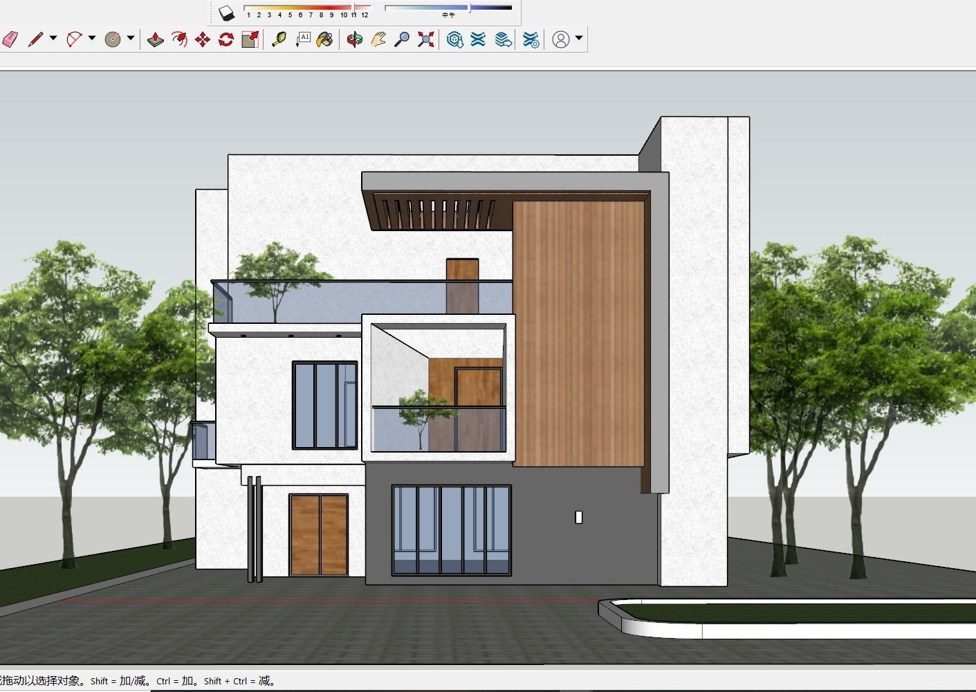 Modern villa exterior design Free 3D model_1