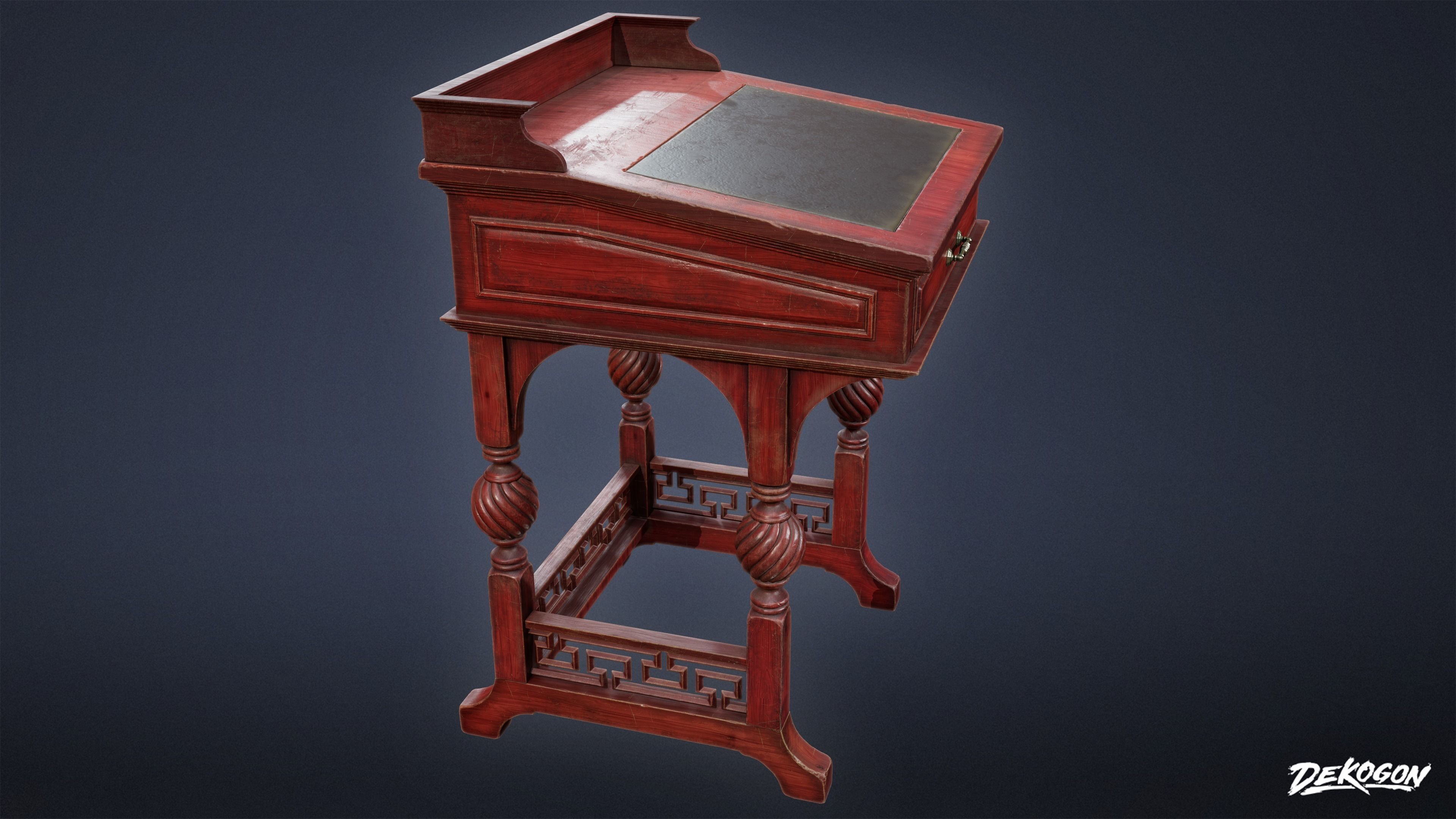 PIRATES - Victorian Desk 01 - NANITE AND LOW POLY 3D model_11