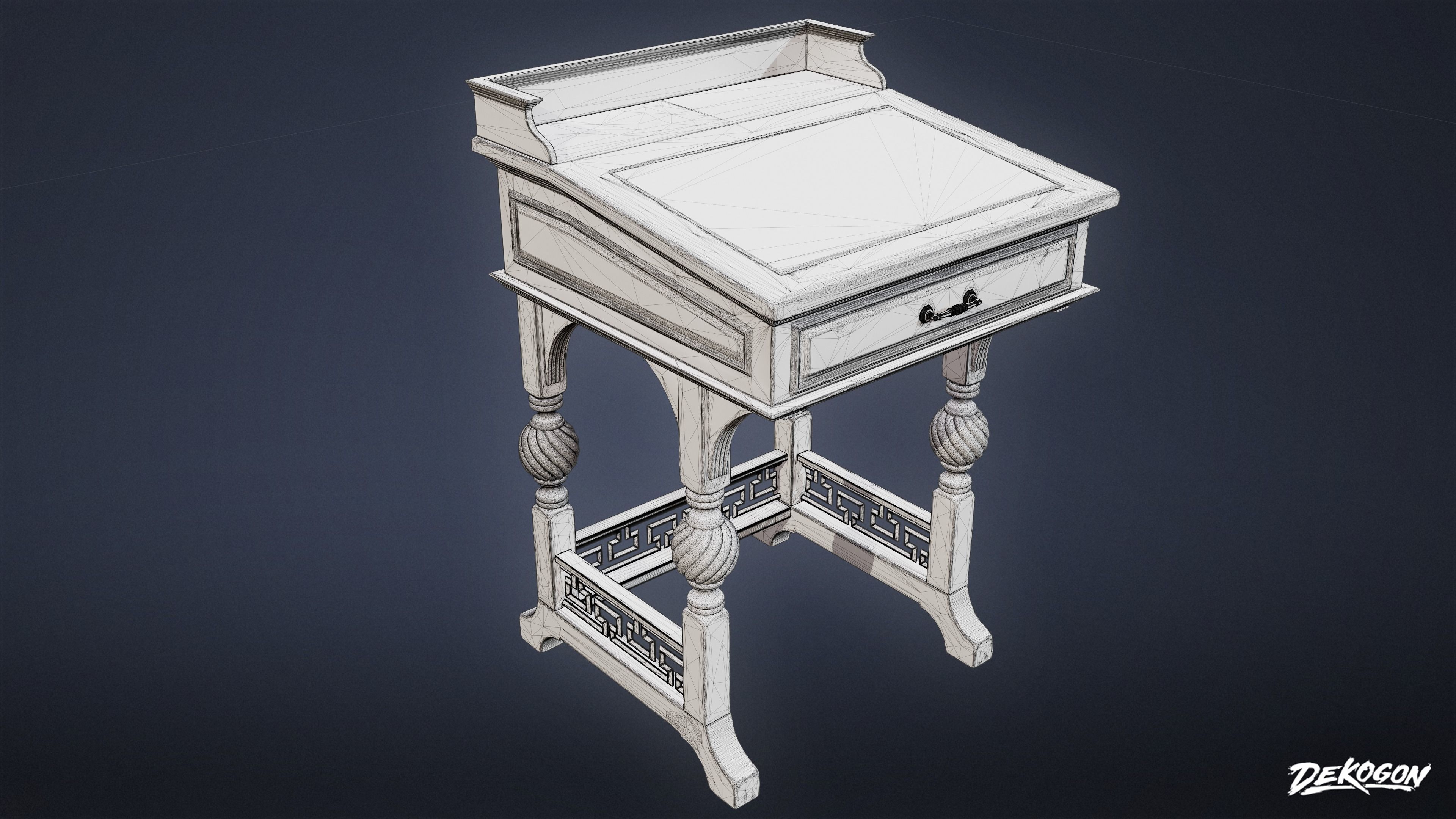PIRATES - Victorian Desk 01 - NANITE AND LOW POLY 3D model_2