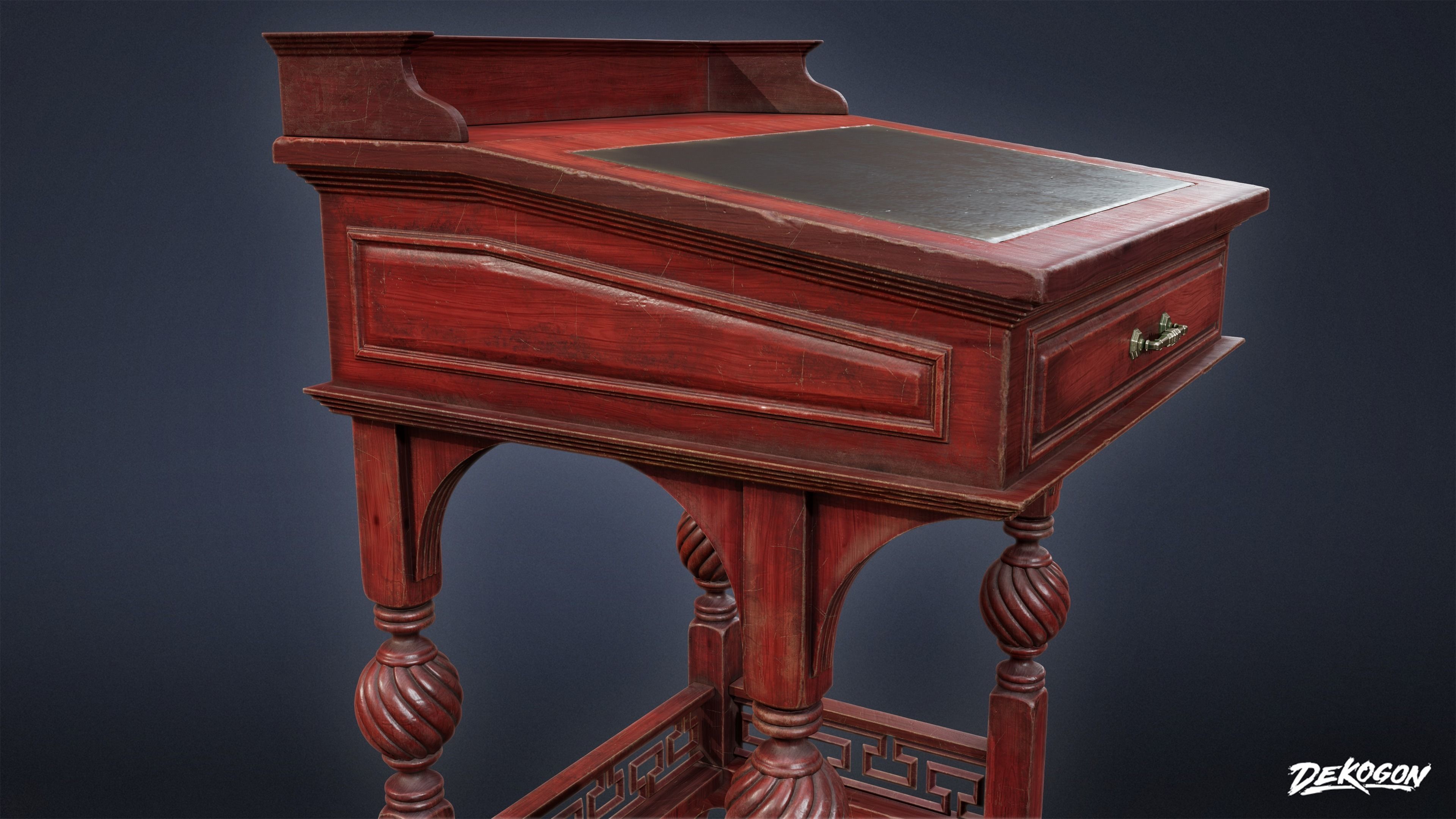 PIRATES - Victorian Desk 01 - NANITE AND LOW POLY 3D model_10