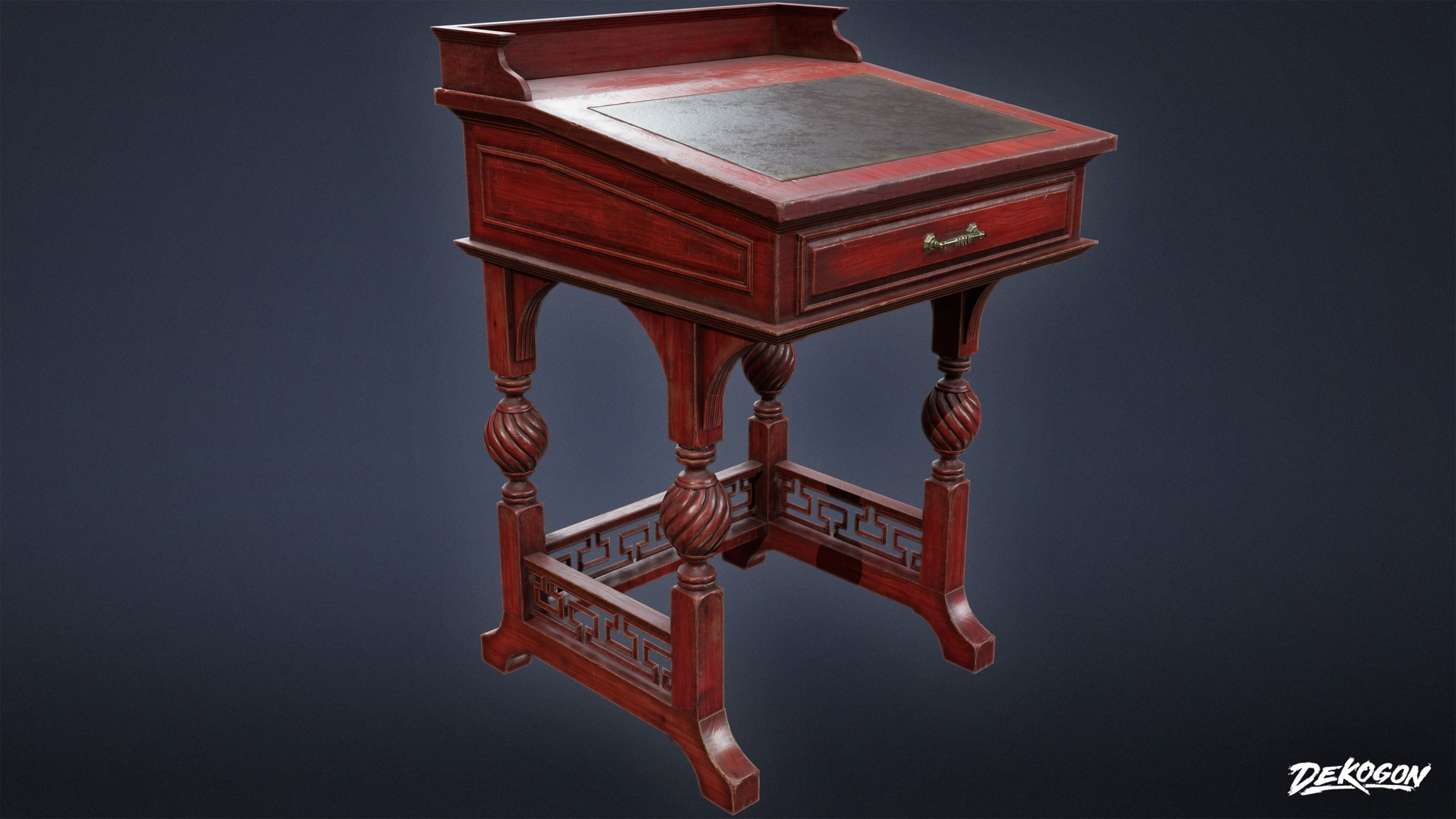 PIRATES - Victorian Desk 01 - NANITE AND LOW POLY 3D model_4