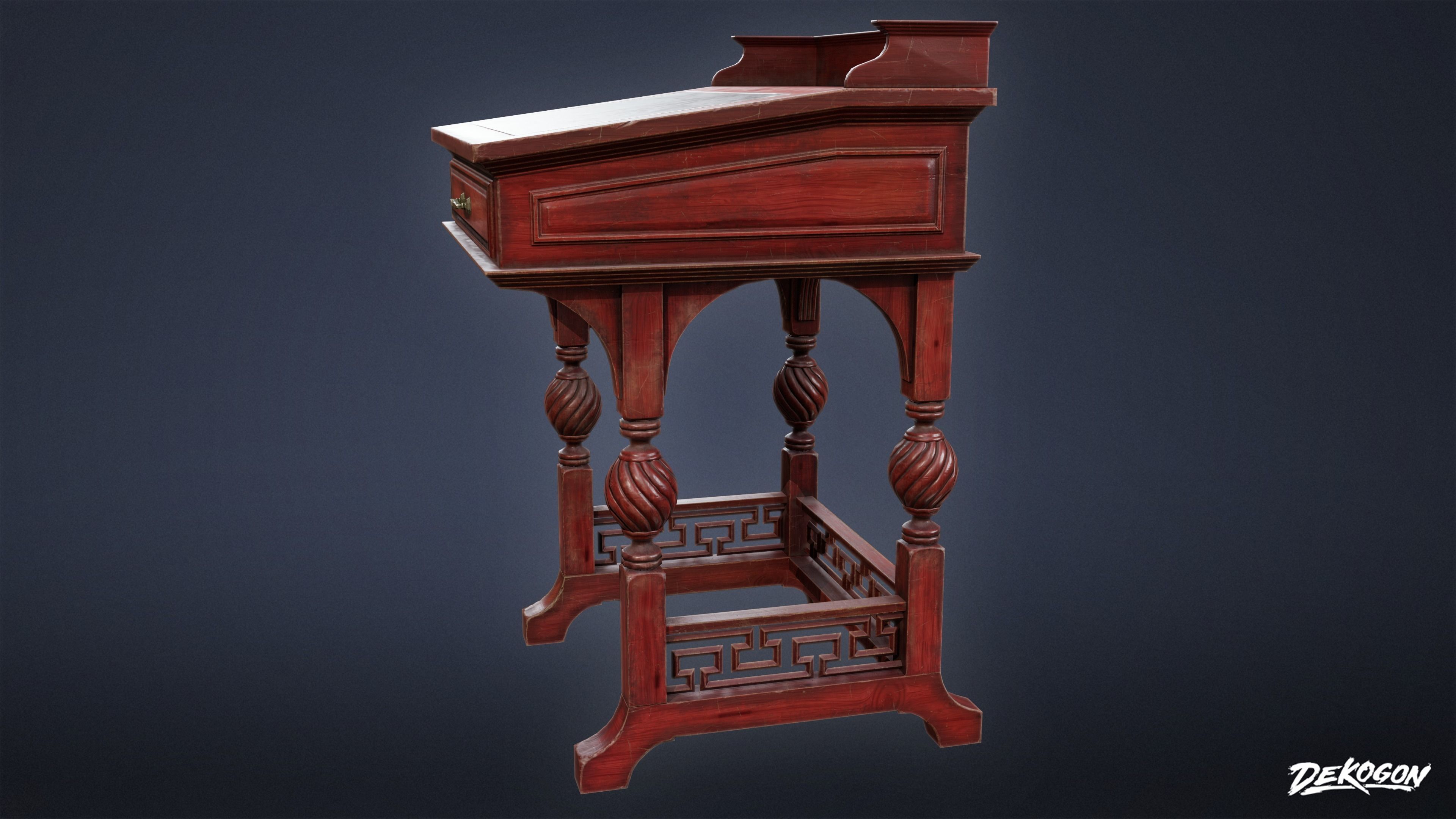 PIRATES - Victorian Desk 01 - NANITE AND LOW POLY 3D model_16