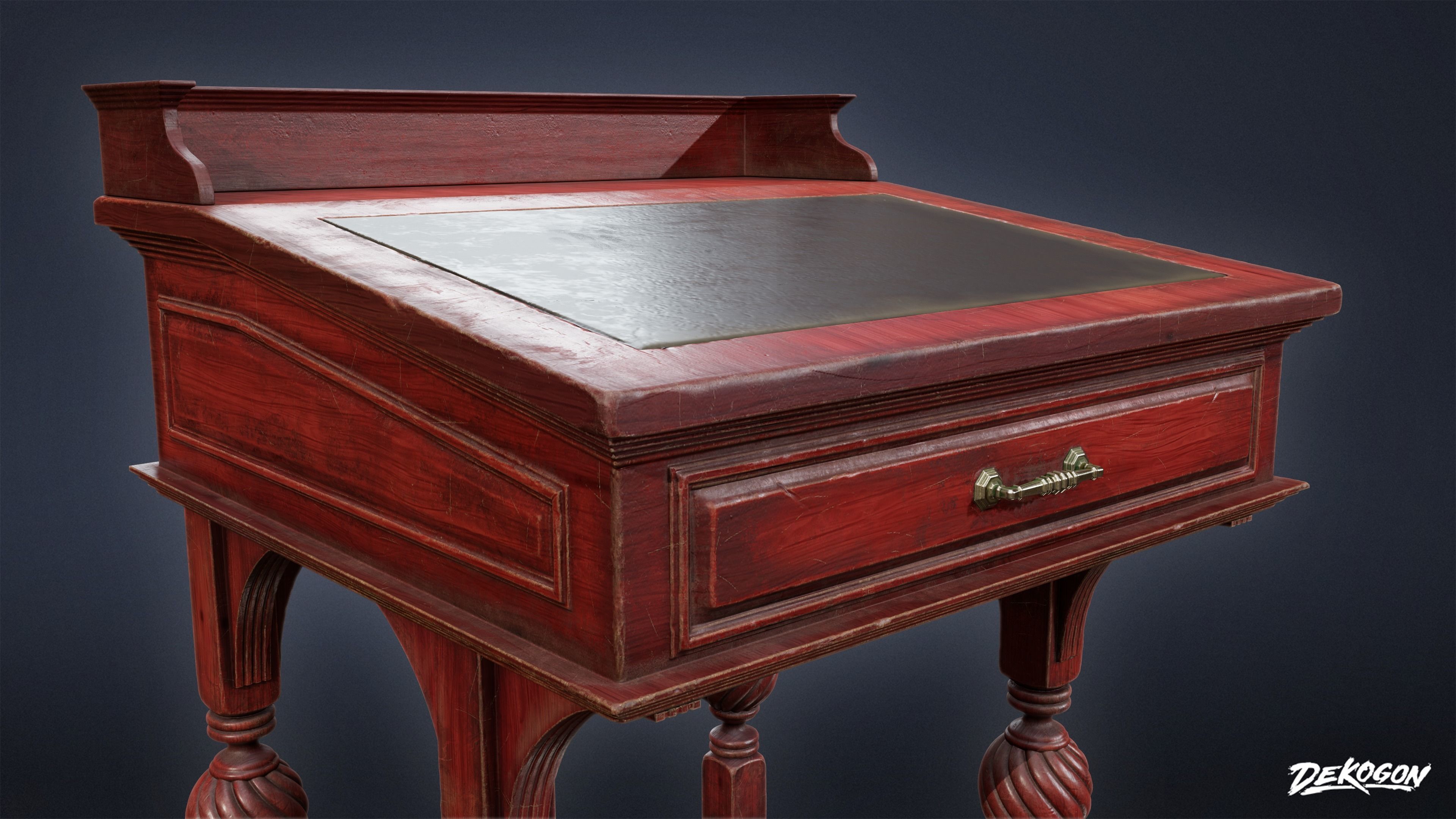 PIRATES - Victorian Desk 01 - NANITE AND LOW POLY 3D model_5