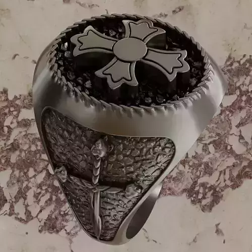 Knight Templar Ring with Cross Pattee and Symbols of the Order 