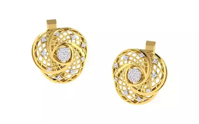 Light Weight Yellow Gold Diamond Earring EZ BI-16