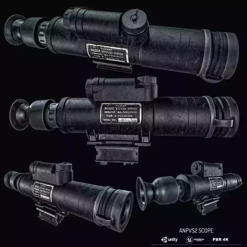 AN PVS 2  Night Vision Scope  With Mount  Low-poly 3D model