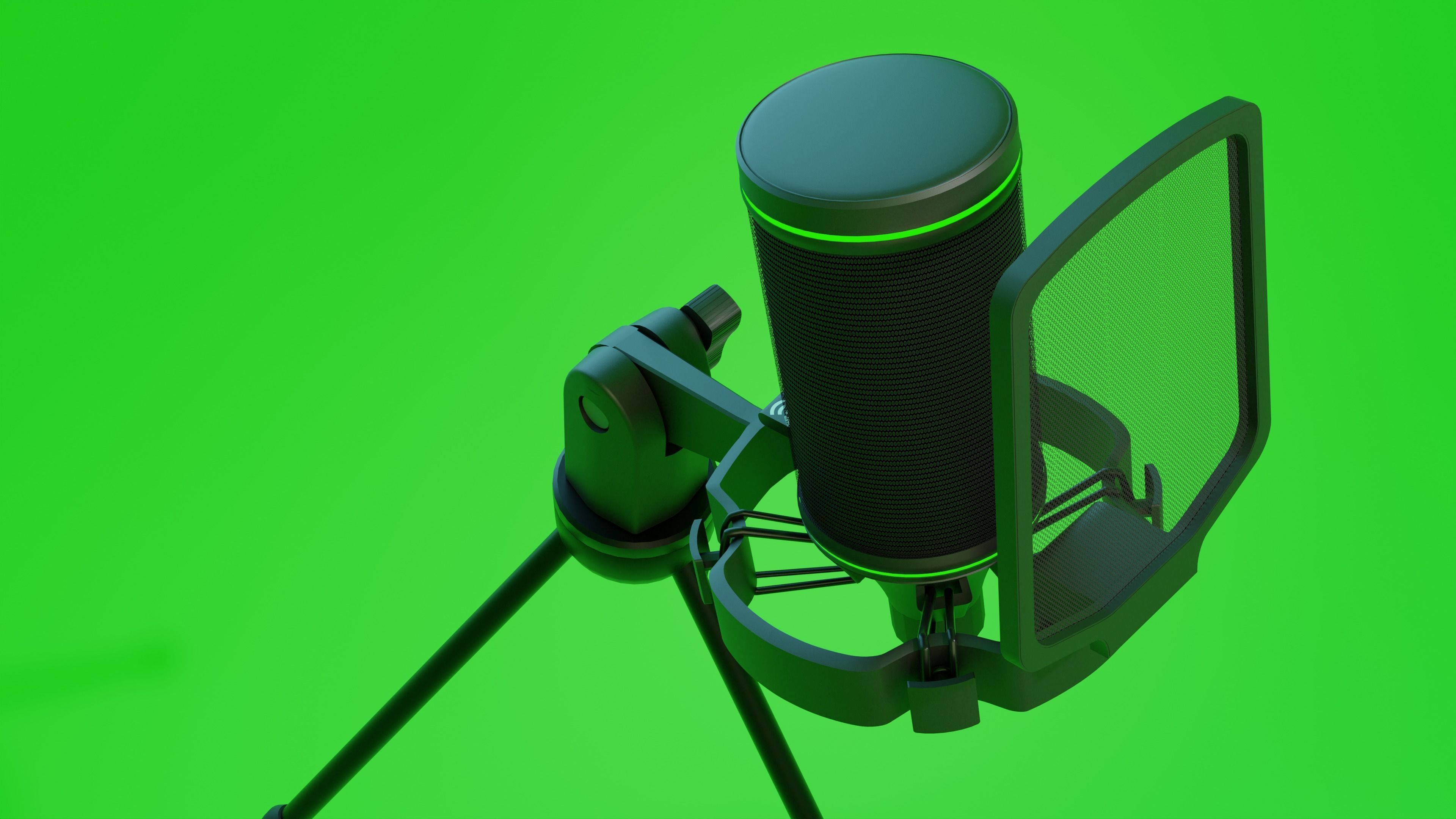 The microphone is black Low-poly 3D model_7