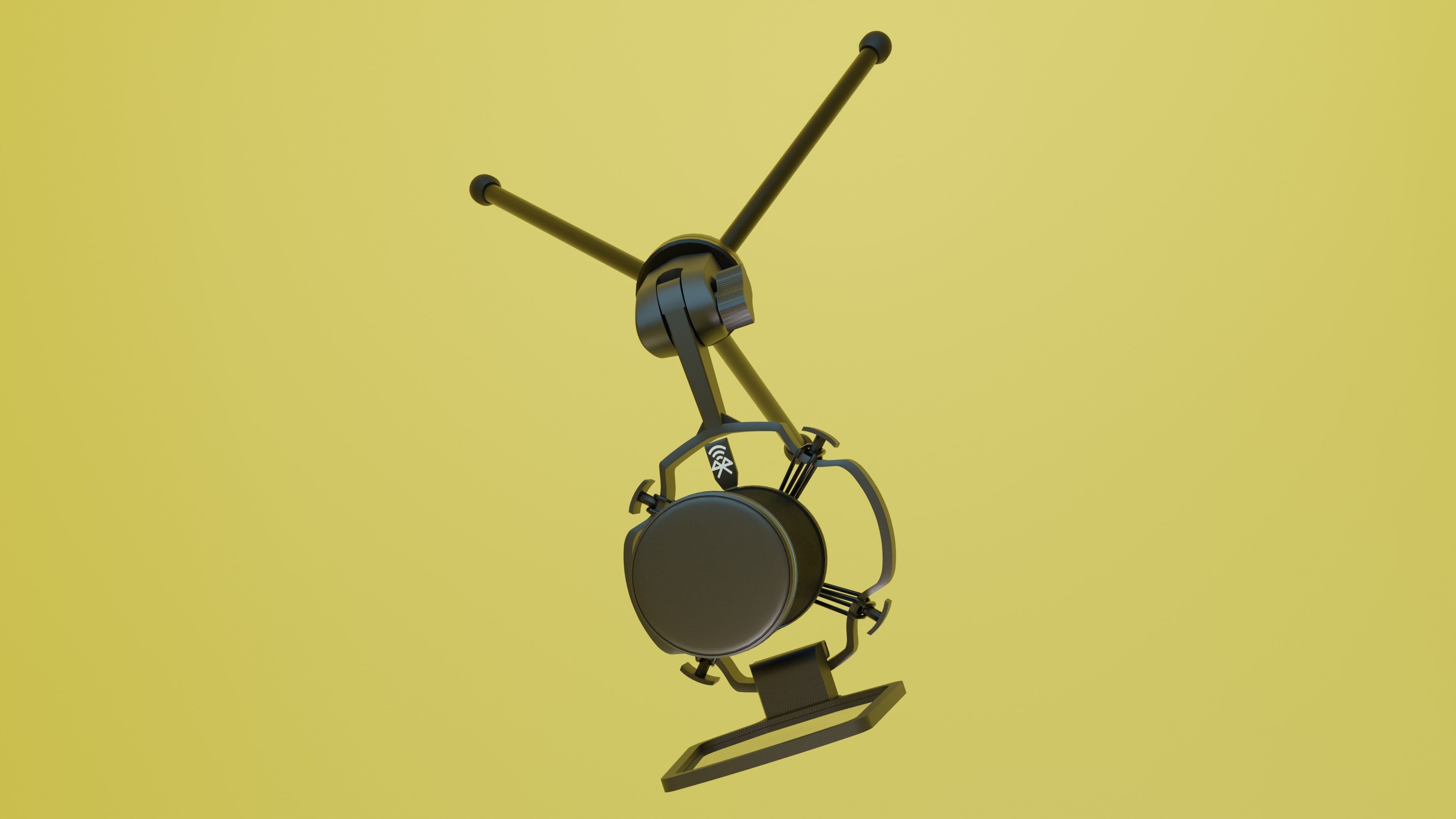 The microphone is black Low-poly 3D model_6