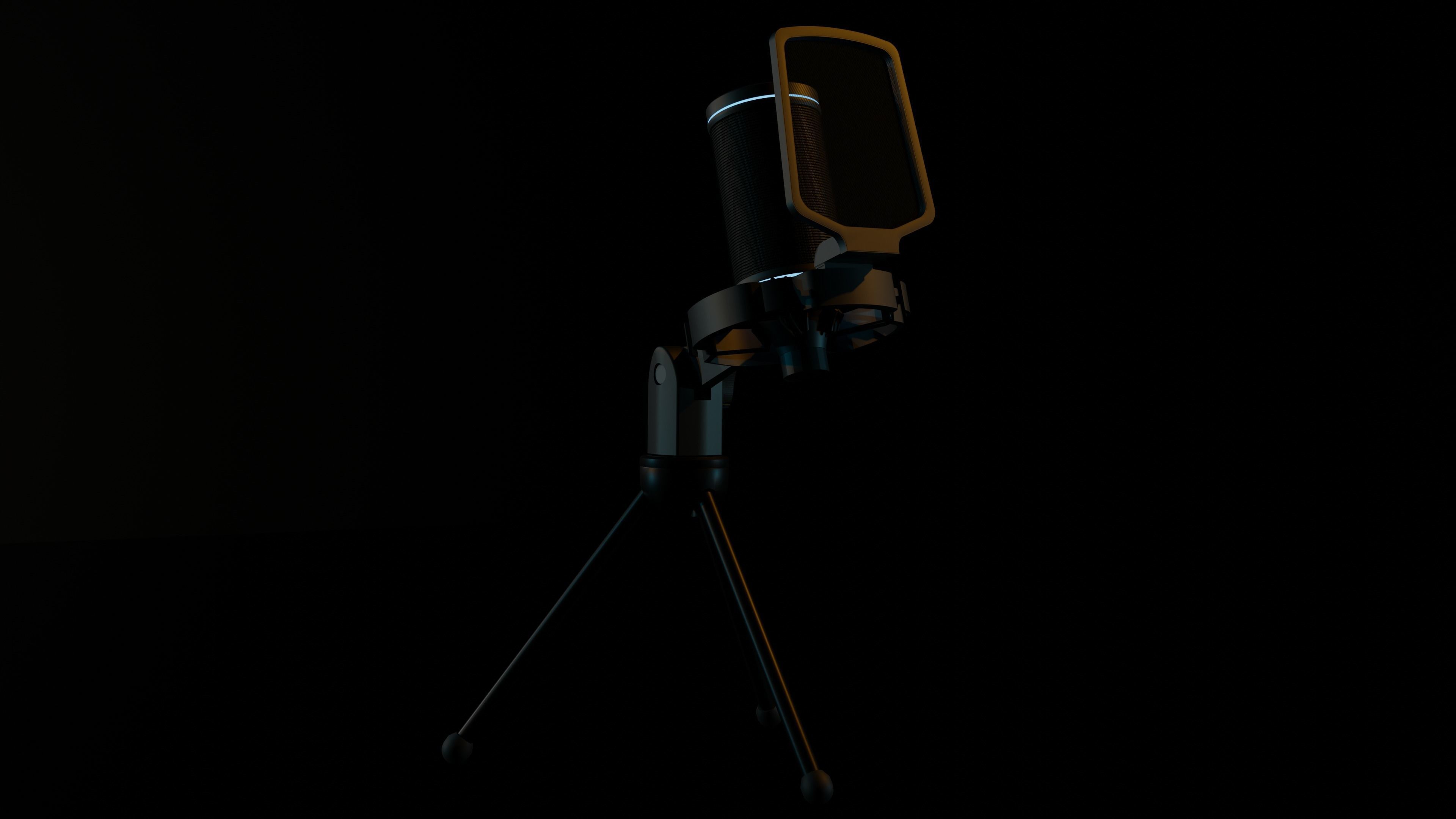 The microphone is black Low-poly 3D model_10