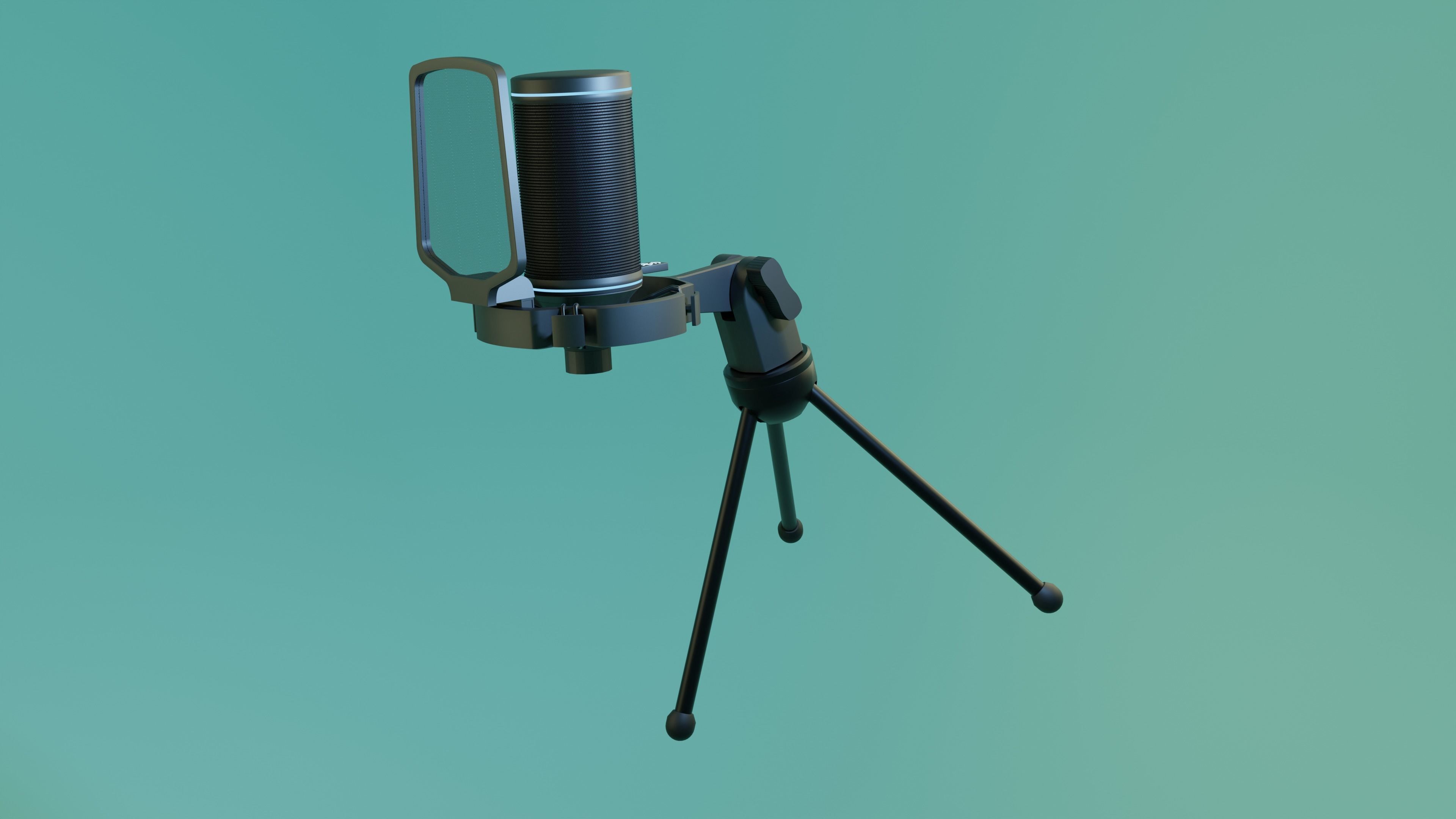 The microphone is black Low-poly 3D model_8