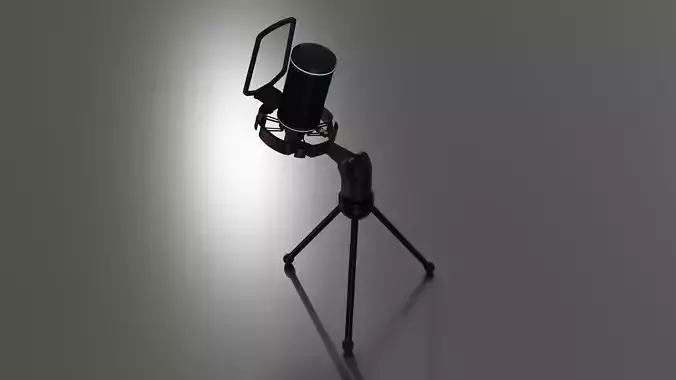 The microphone is black Low-poly 3D model