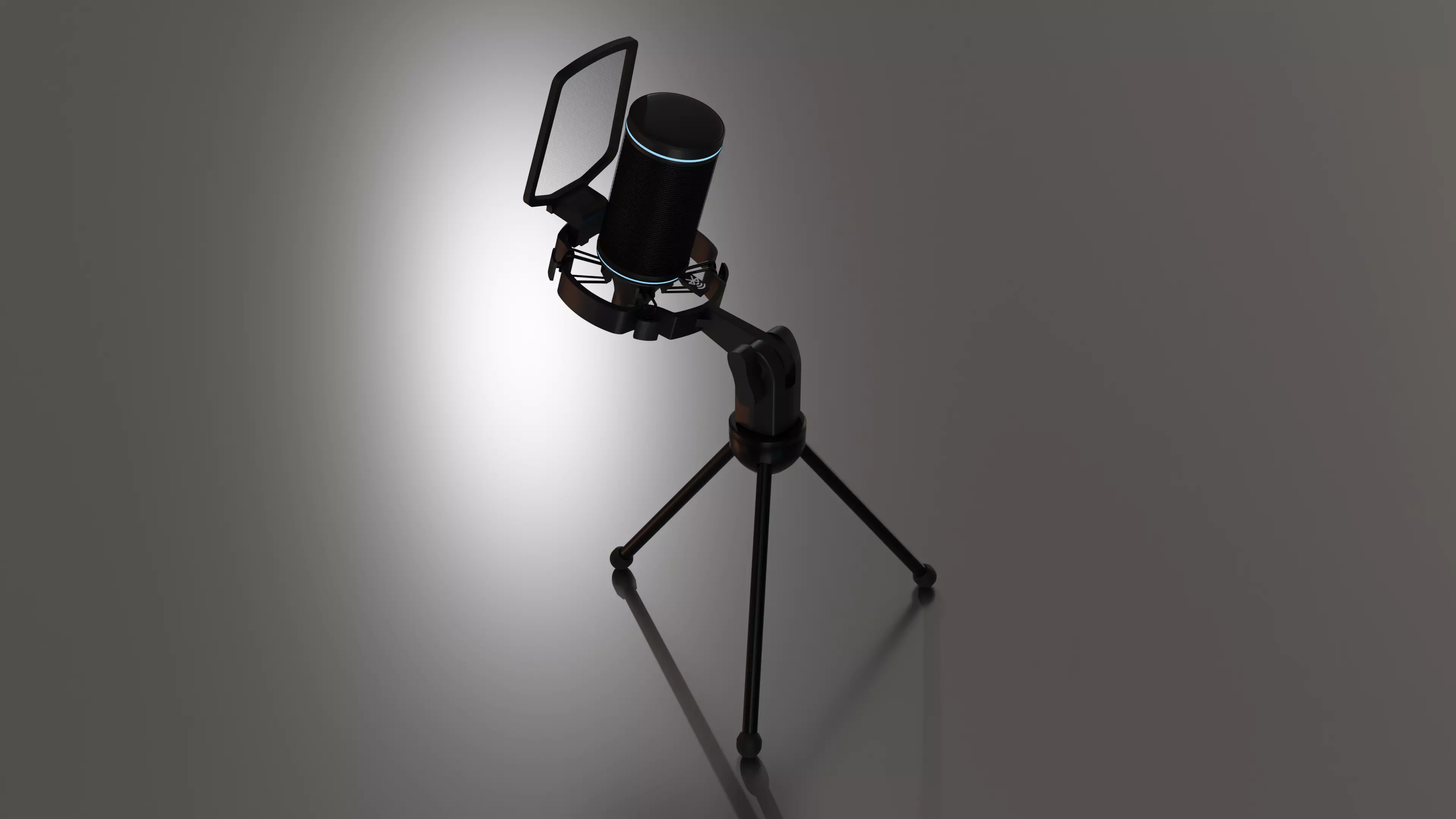 The microphone is black Low-poly 3D model_0