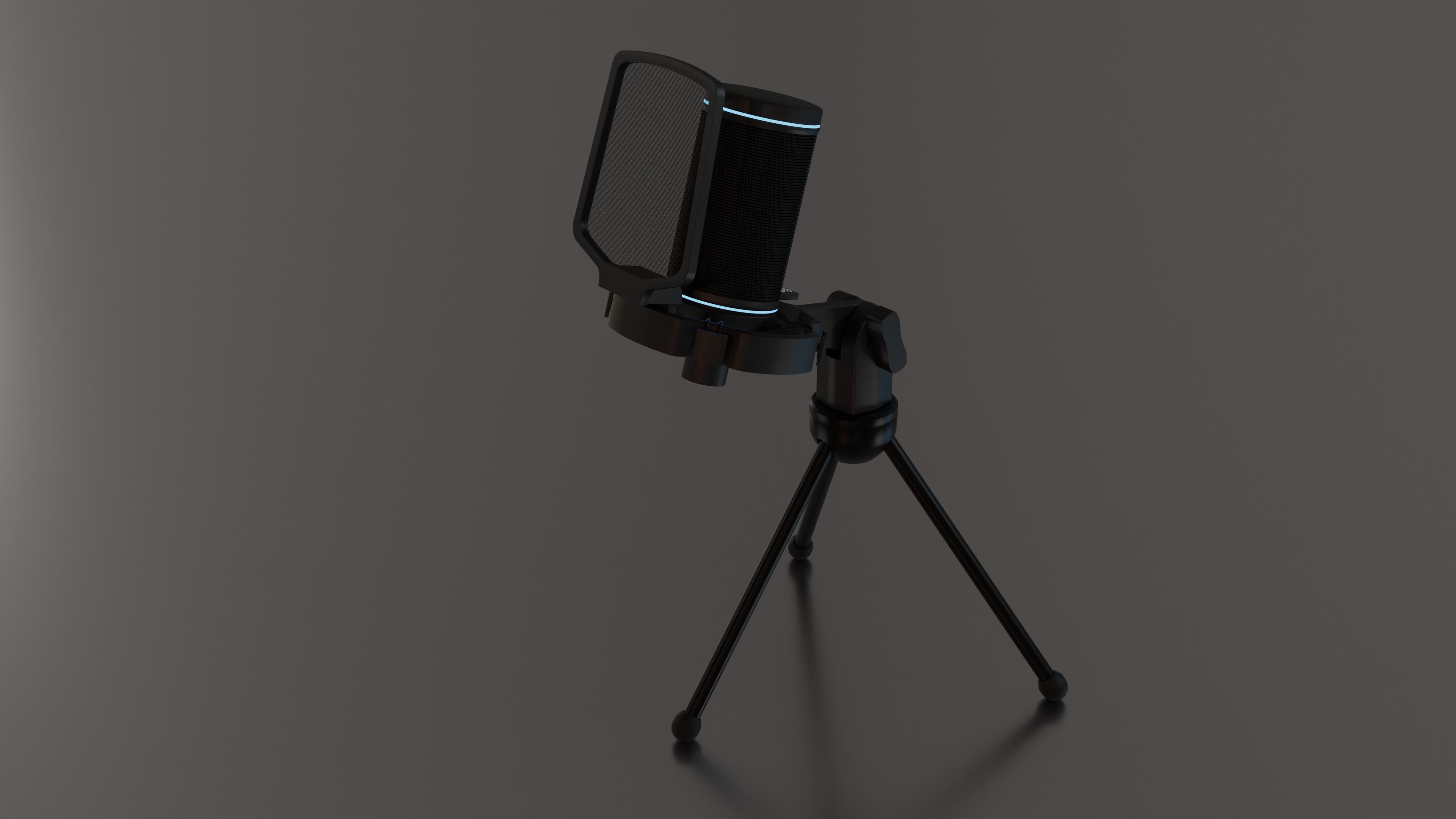 The microphone is black Low-poly 3D model_9