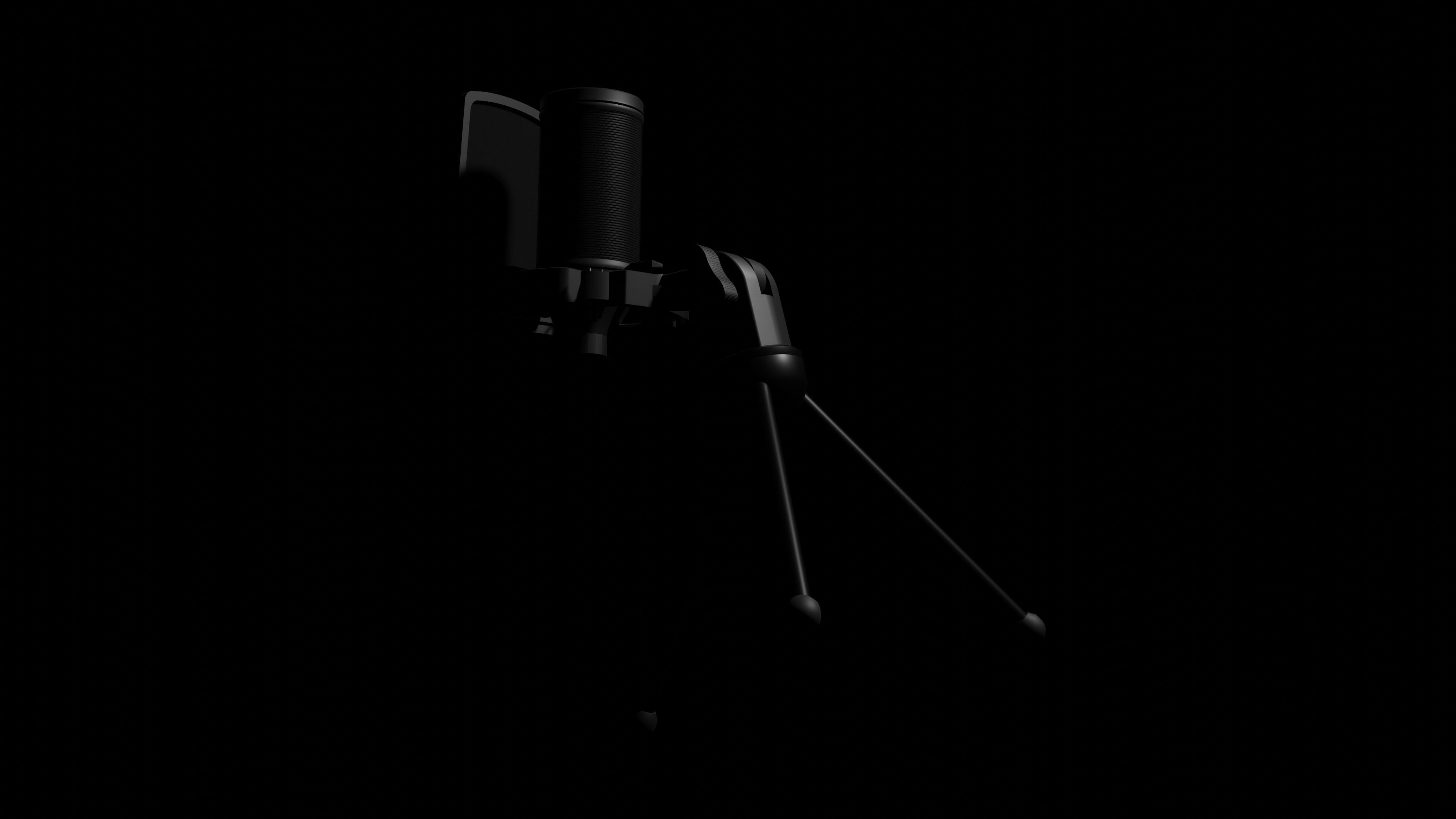 The microphone is black Low-poly 3D model_12