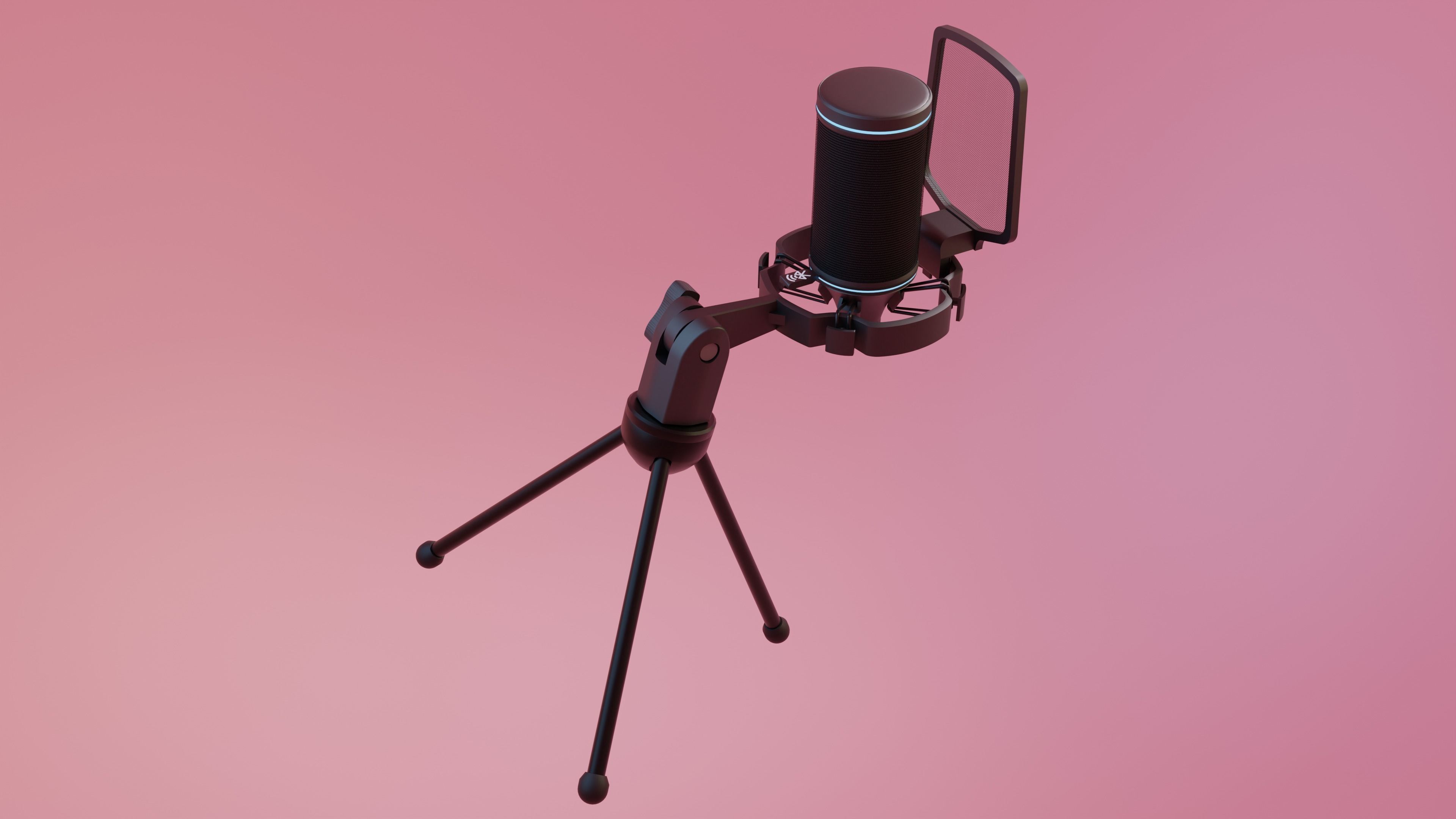 The microphone is black Low-poly 3D model_3