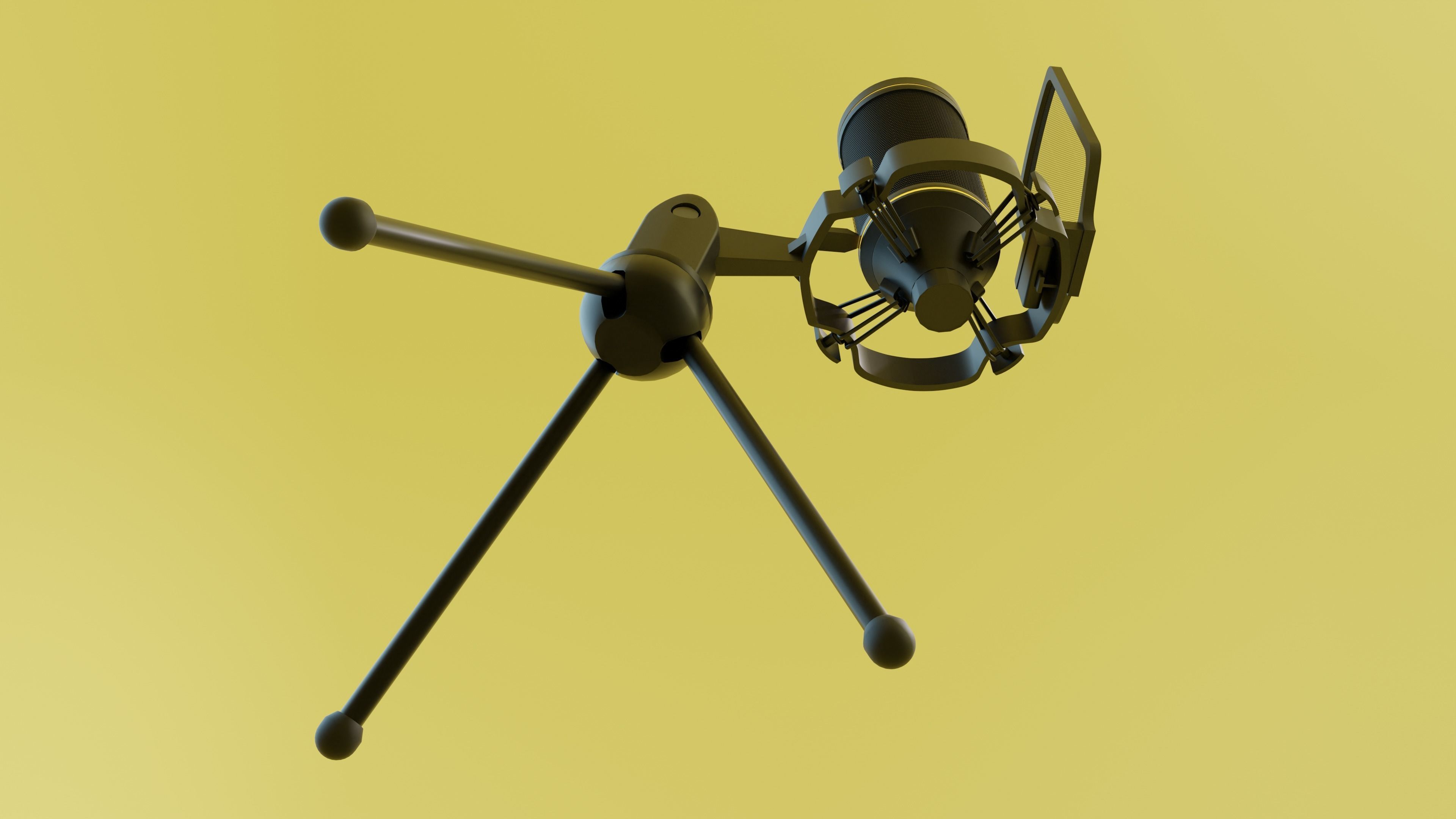 The microphone is black Low-poly 3D model_2