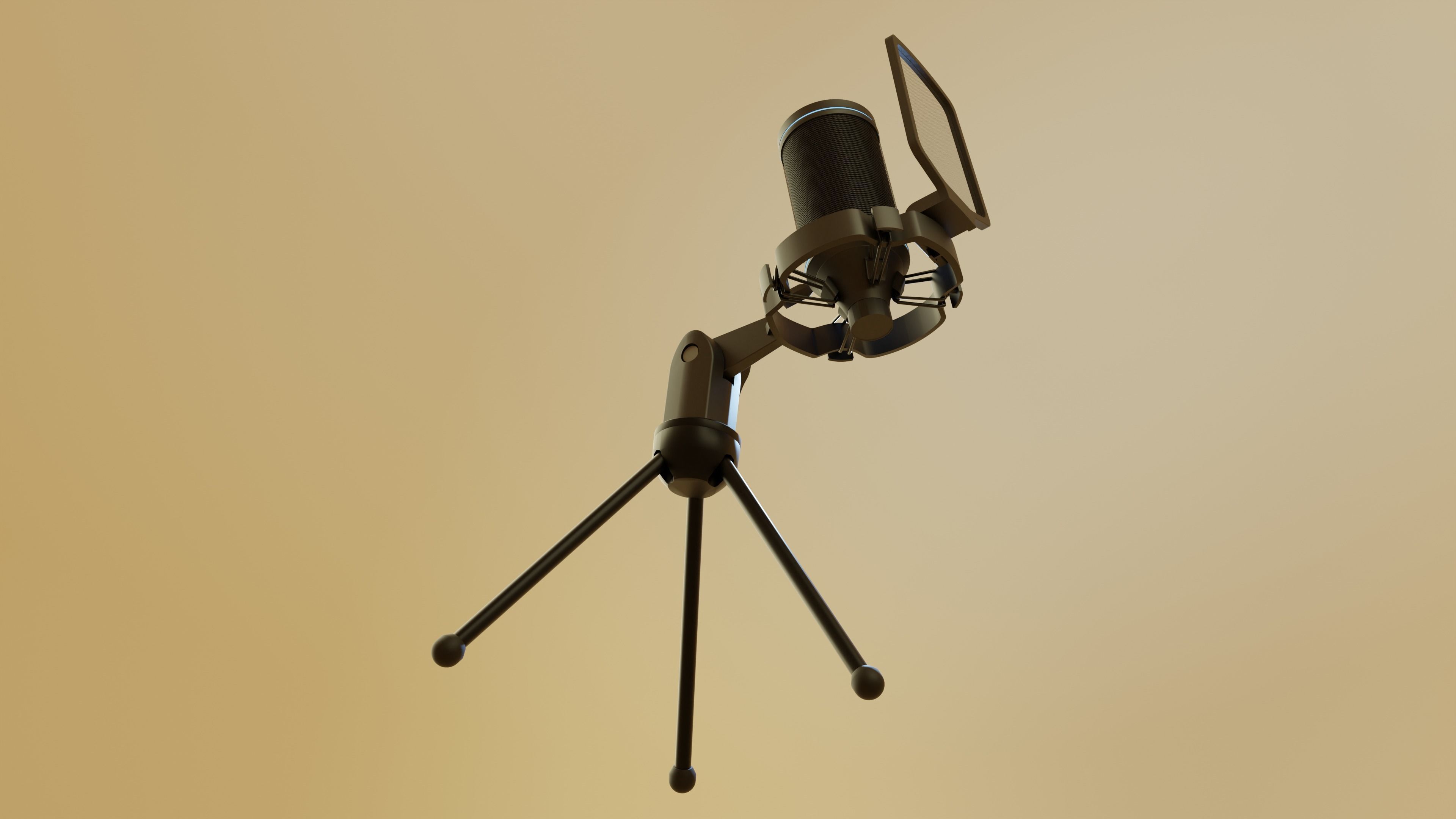 The microphone is black Low-poly 3D model_5