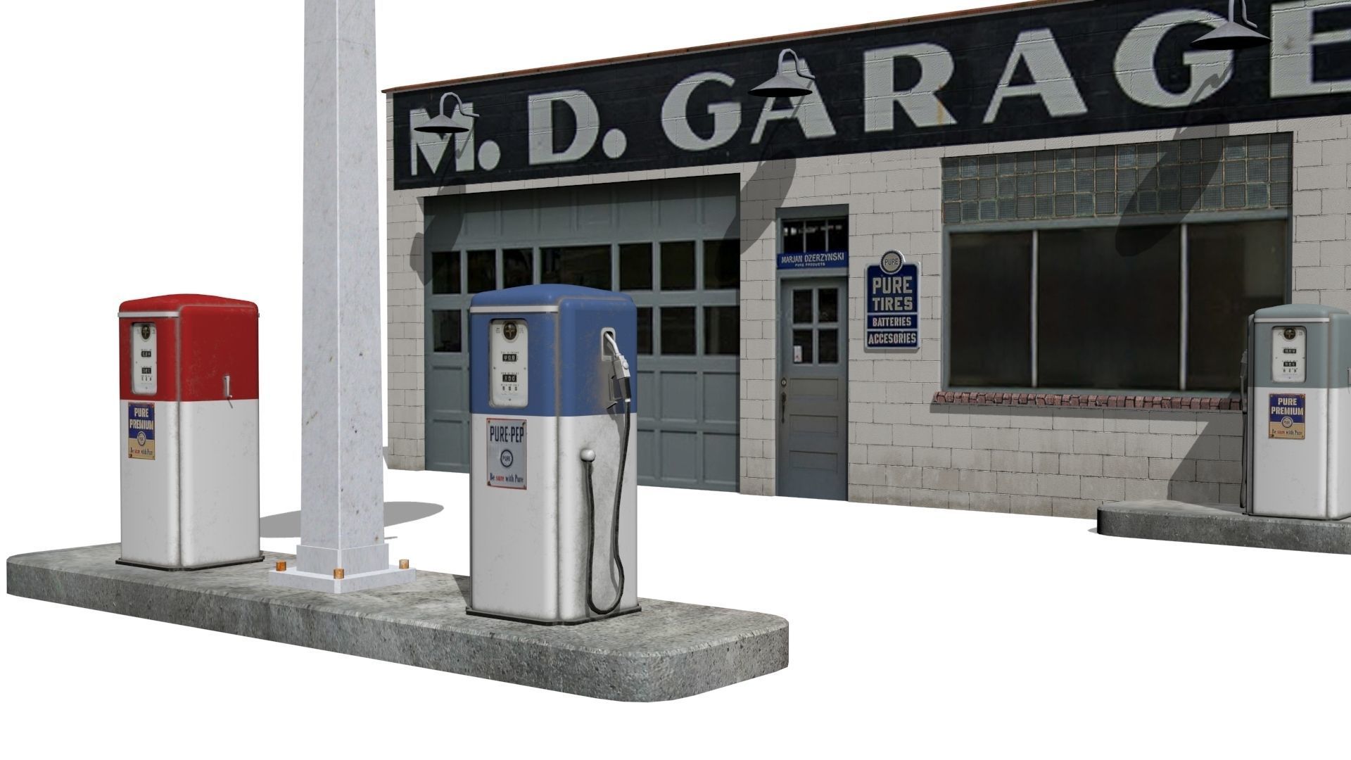 Gas station Low-poly 3D model_2