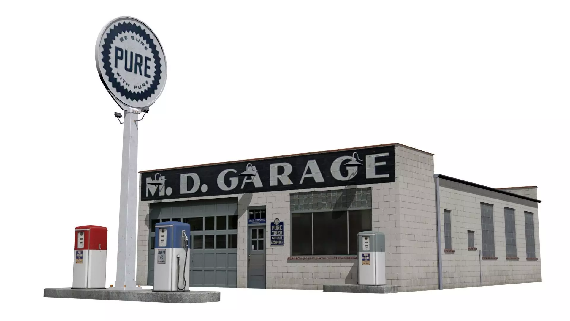 Gas station Low-poly 3D model_0