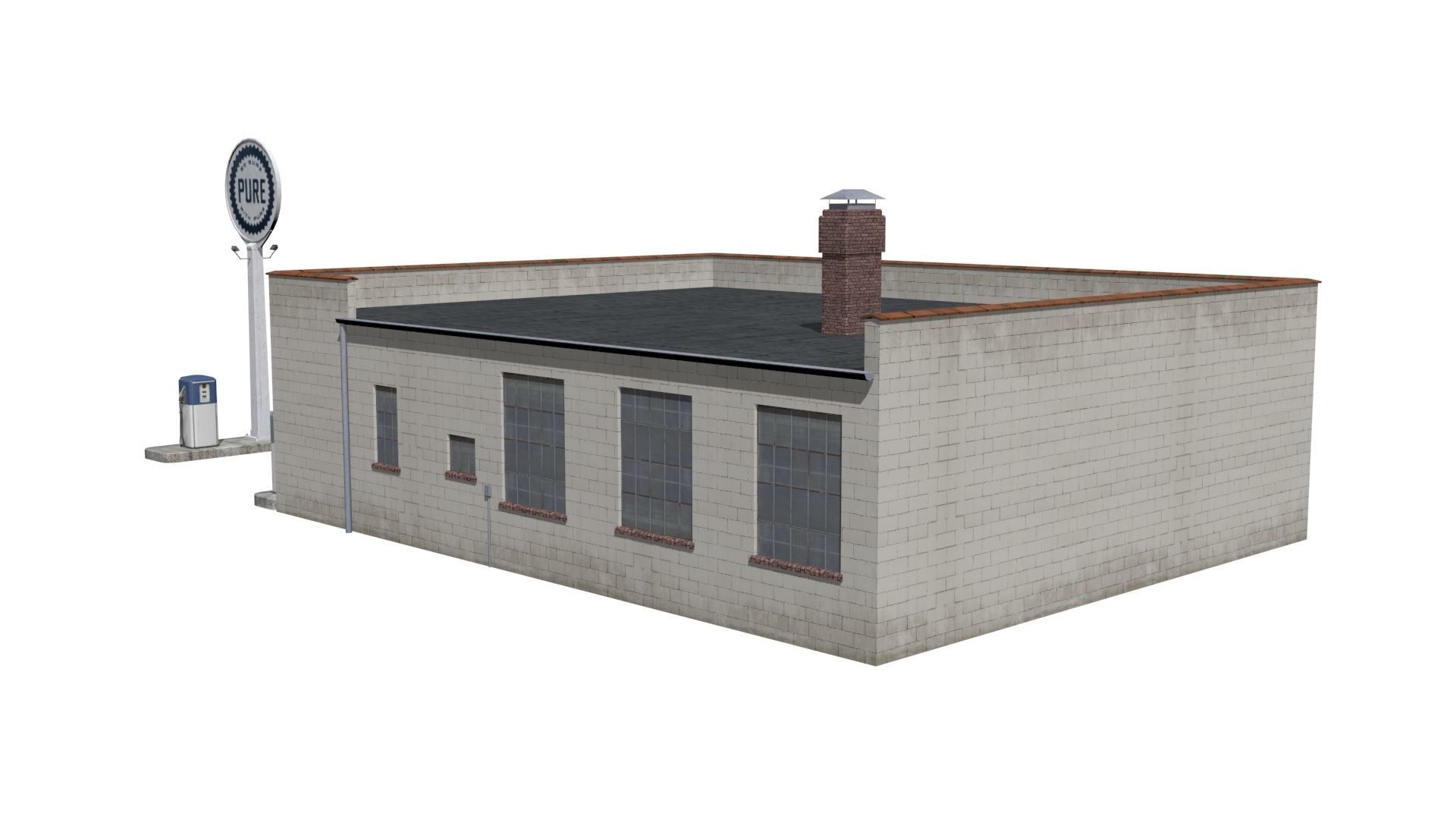 Gas station Low-poly 3D model_4