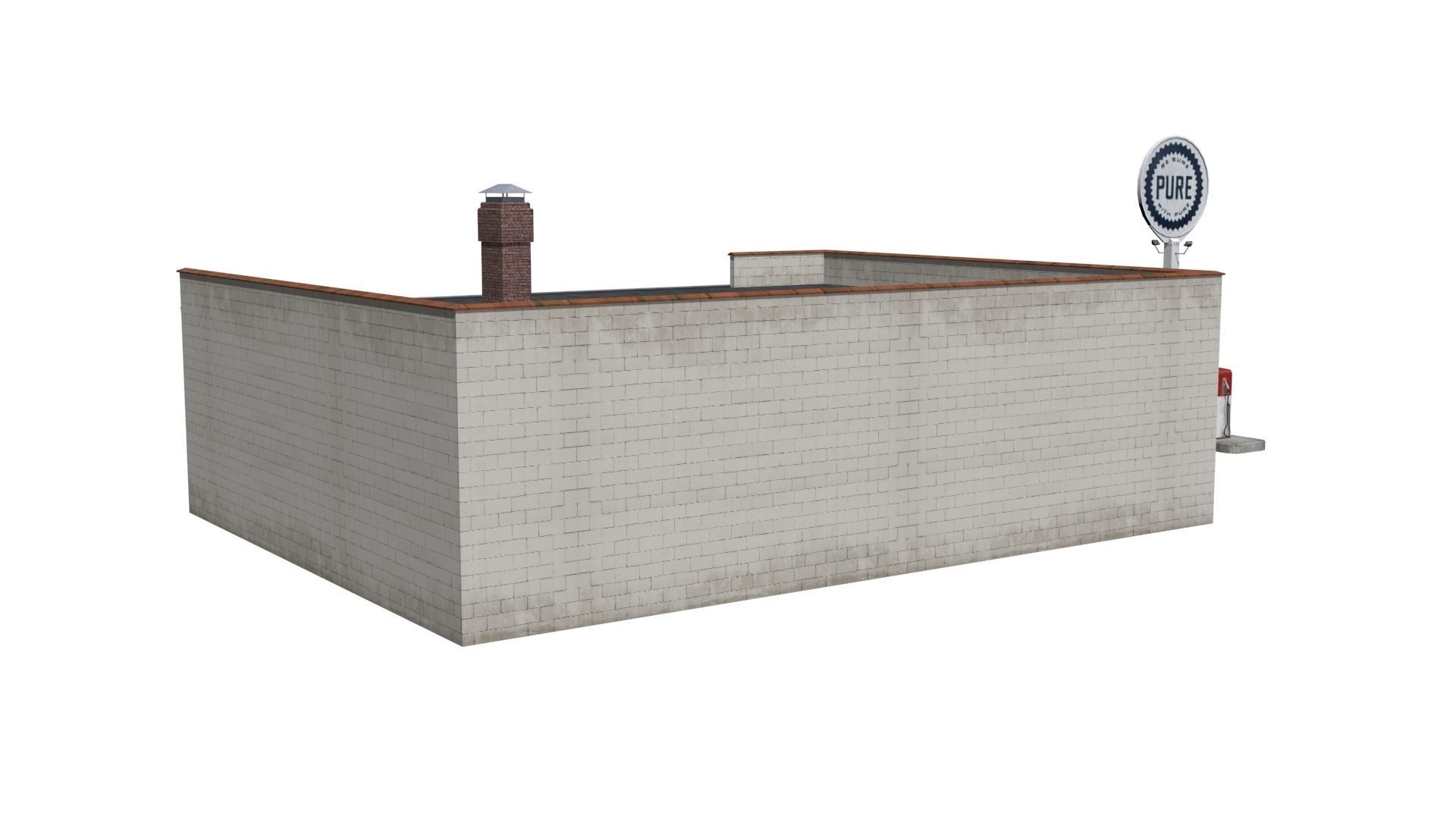 Gas station Low-poly 3D model_5