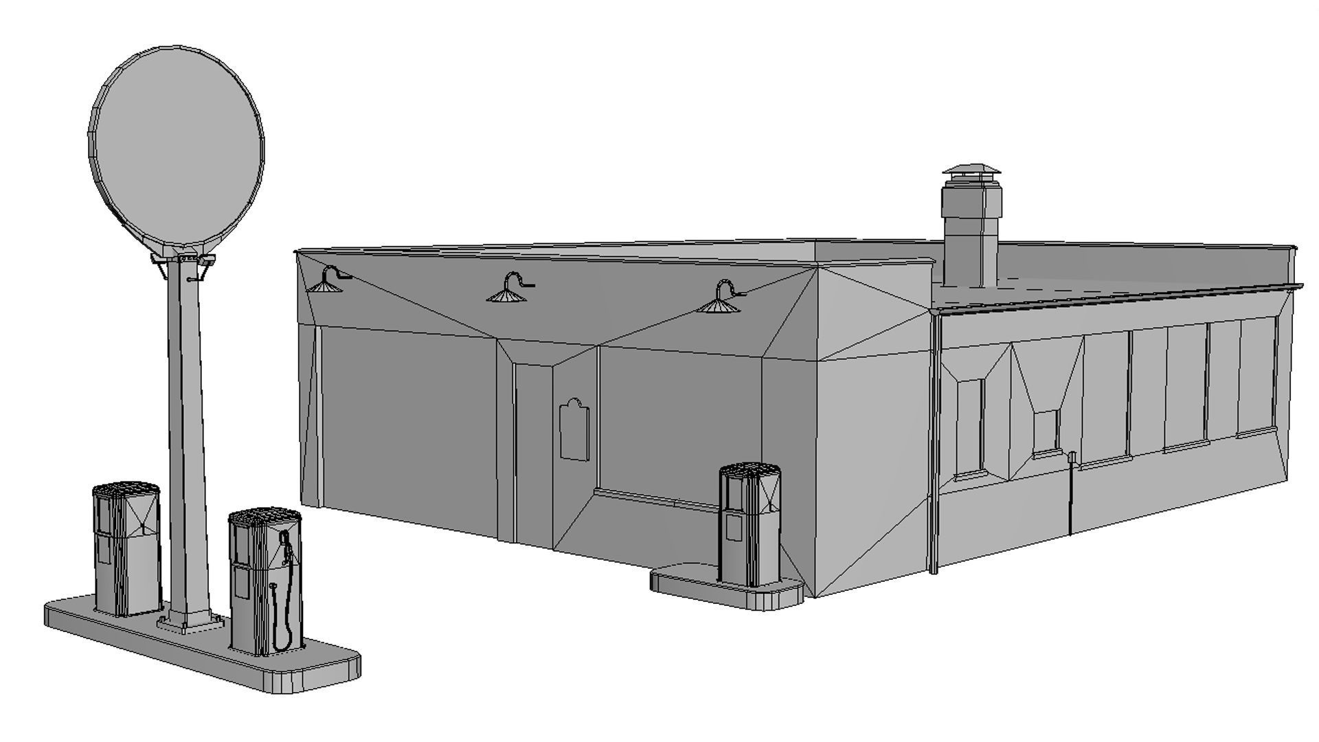 Gas station Low-poly 3D model_9