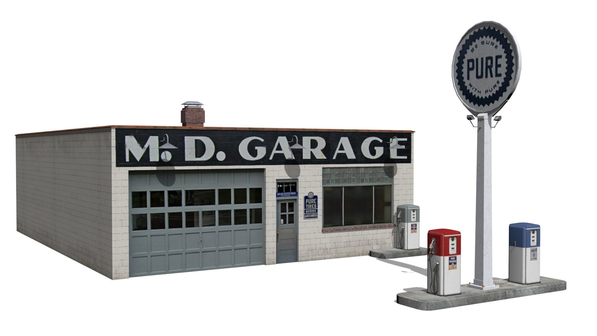Gas station Low-poly 3D model_7