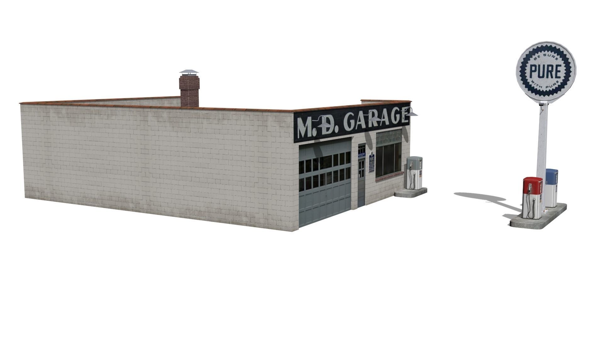 Gas station Low-poly 3D model_6