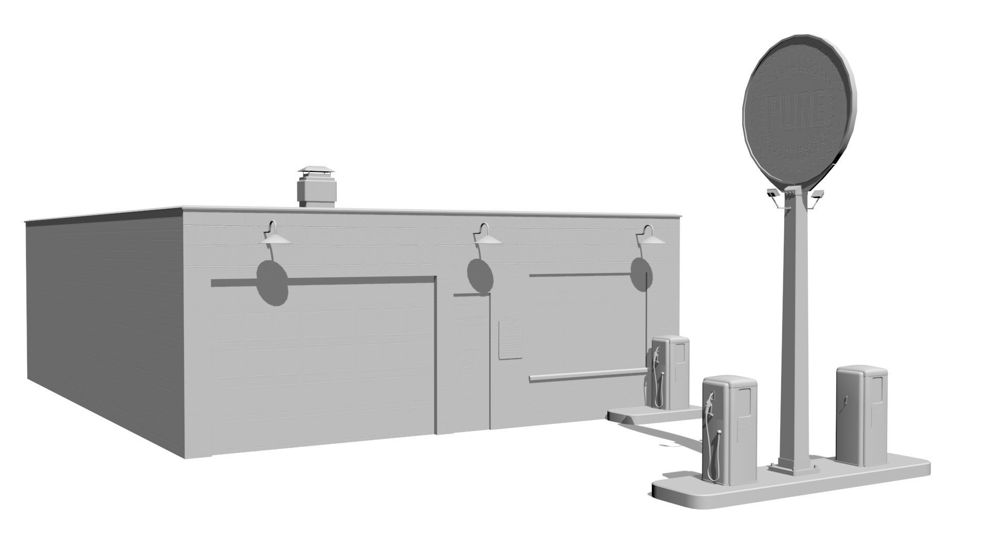 Gas station Low-poly 3D model_8
