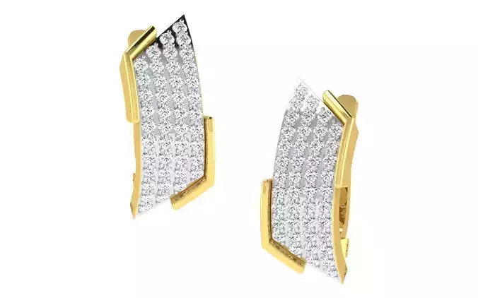 Light Weight Yellow Gold Diamond Earring EZ BI-19