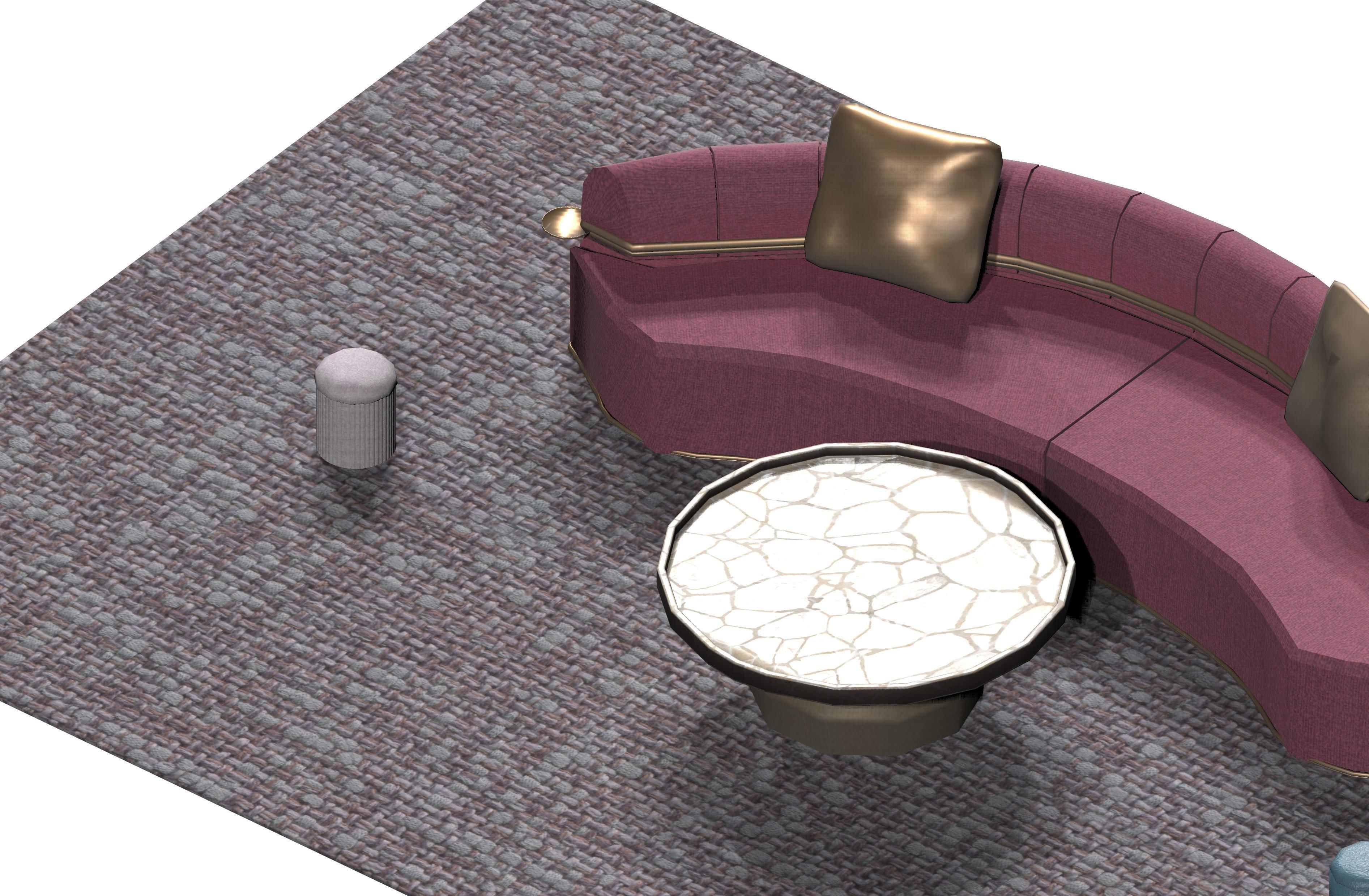 Basic Luxury Living Room Low-poly 3D model_6