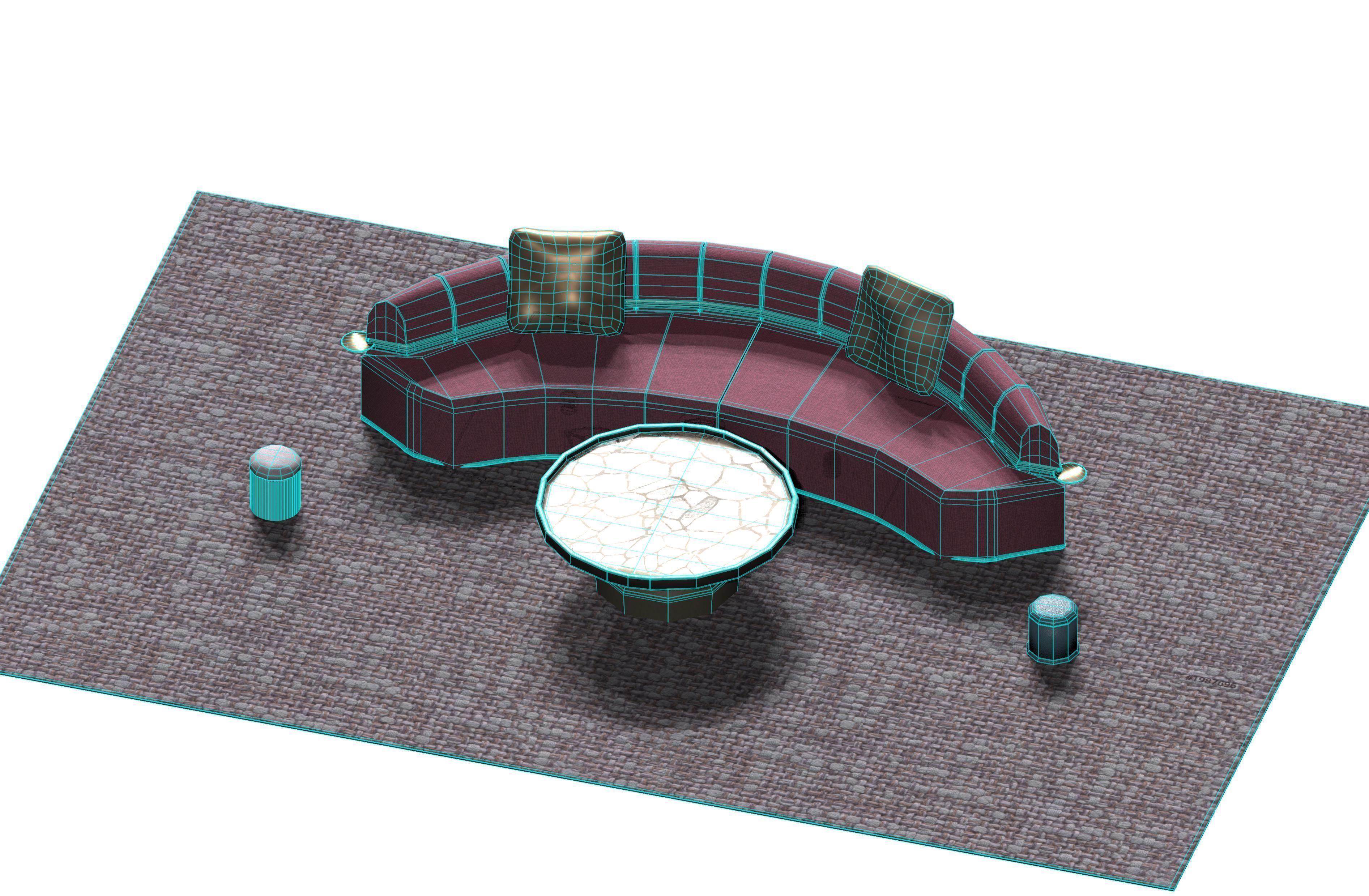 Basic Luxury Living Room Low-poly 3D model_11