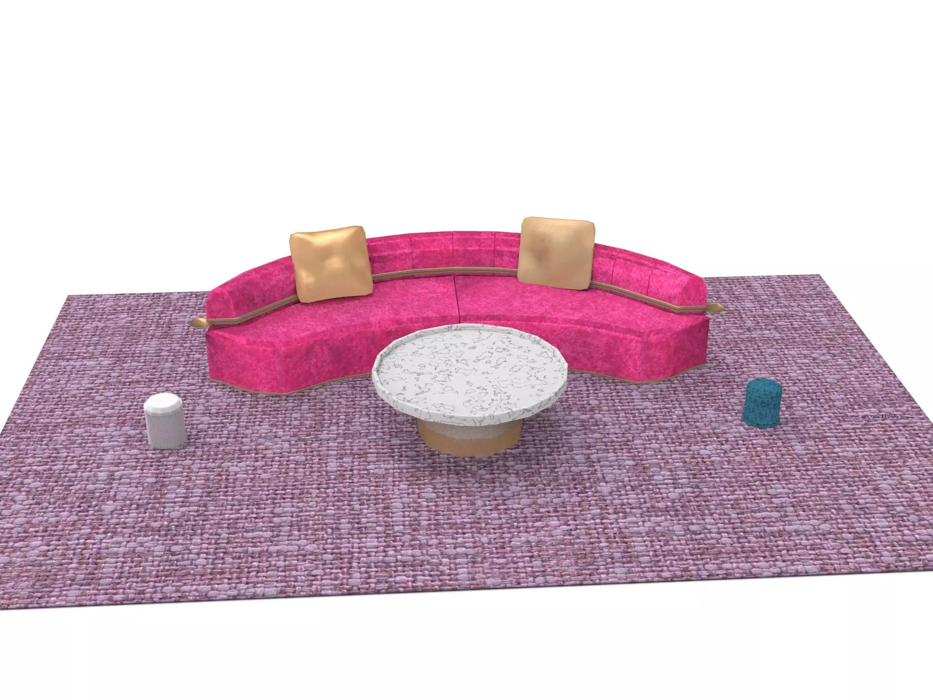 Basic Luxury Living Room Low-poly 3D model_0