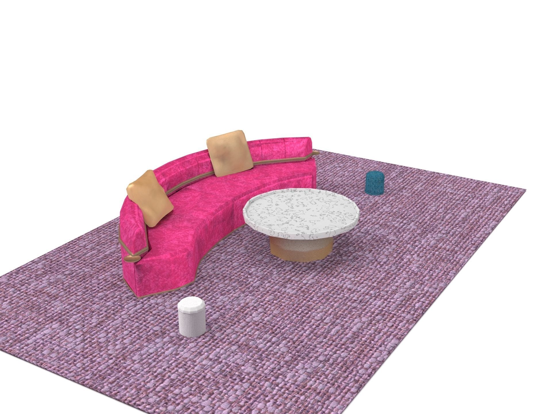 Basic Luxury Living Room Low-poly 3D model_1