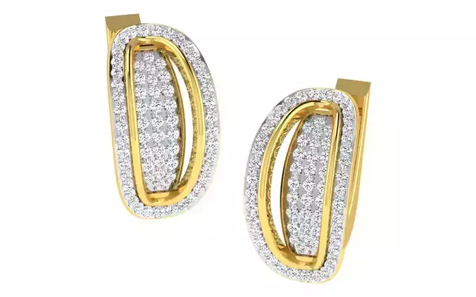 Light Weight Yellow Gold Diamond Earring EZ BI-24
