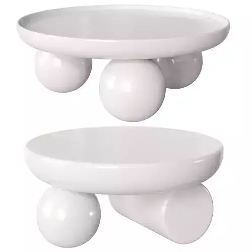 Modern Round White Block Coffee Tables