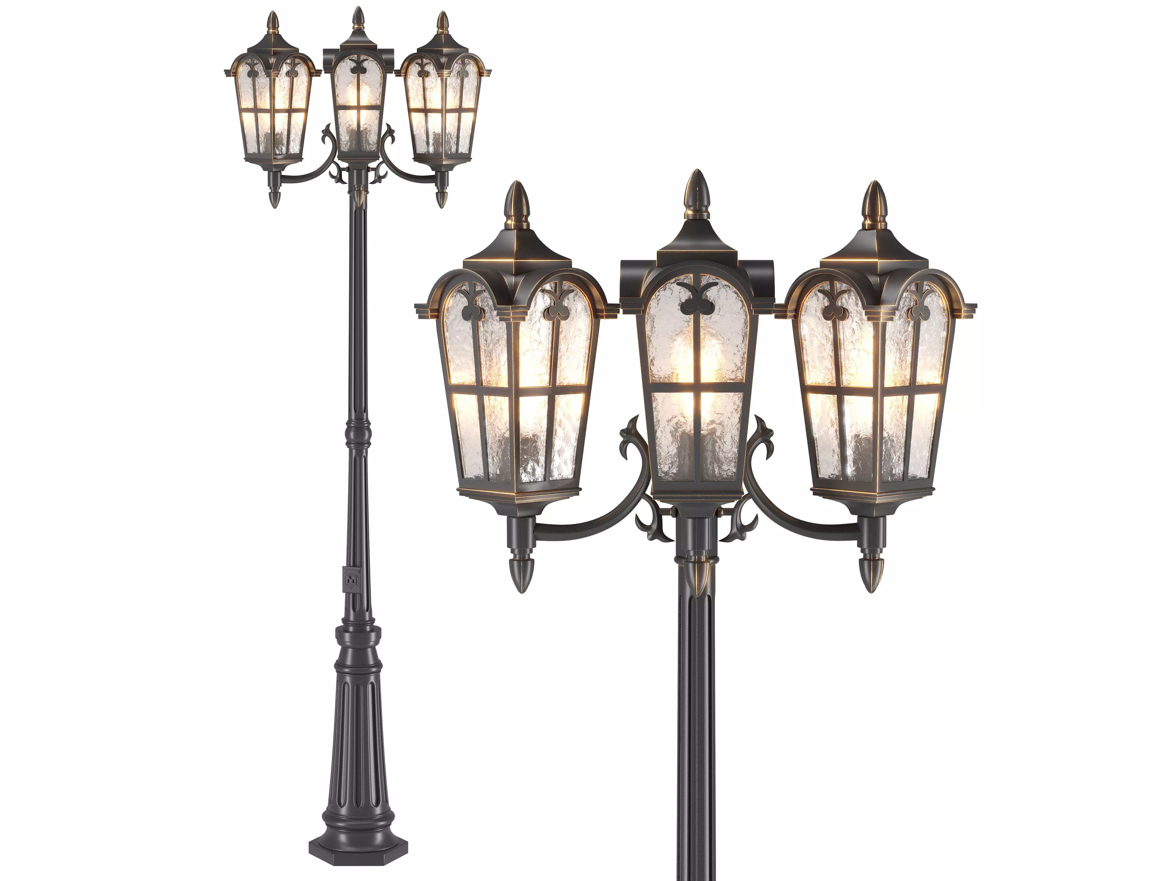 Darkaway Outdoor Lamp Post Light with GFCI Outlets 3D model