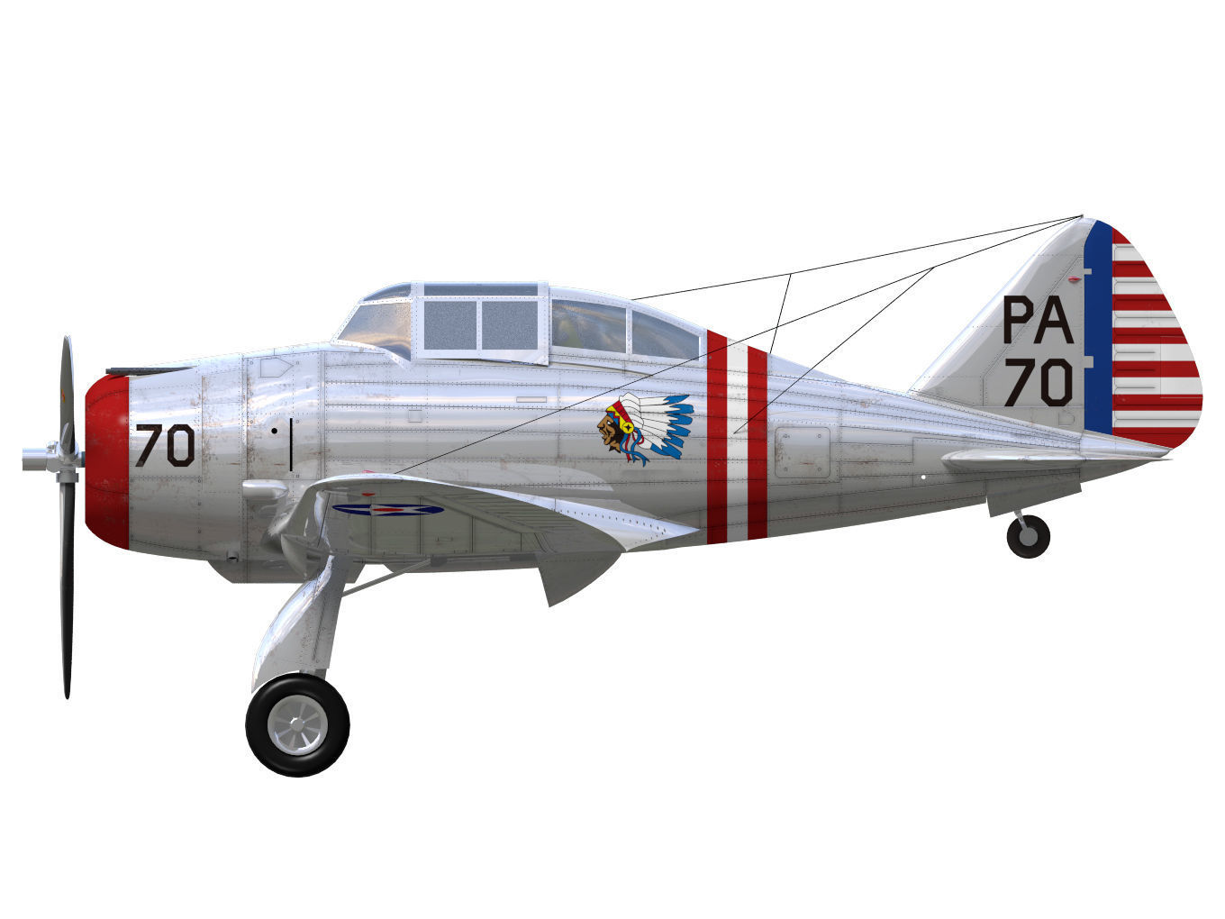 Seversky p-35 3D model_9
